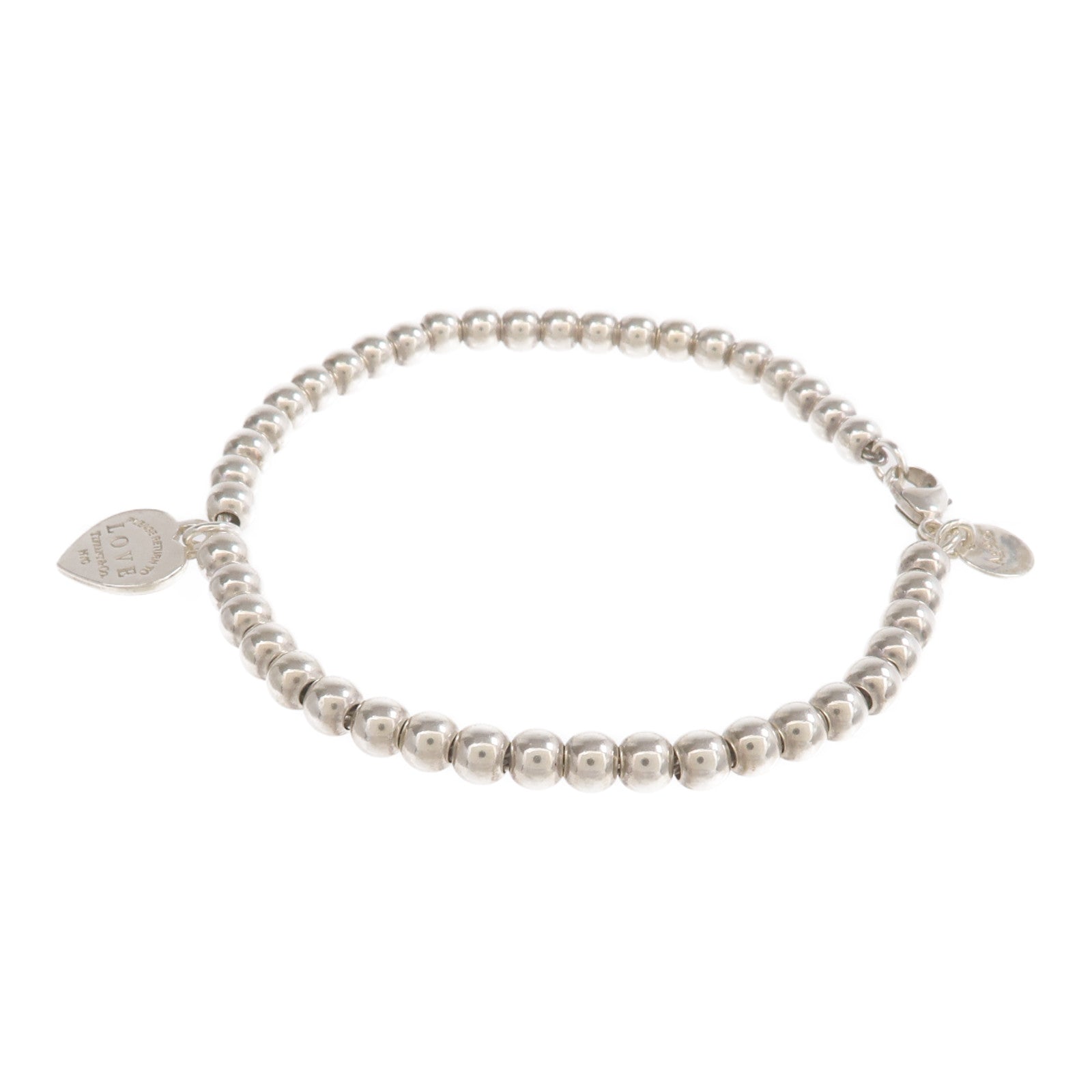 TIFFANY＆CO 925純銀Heart Tag Bead手鏈