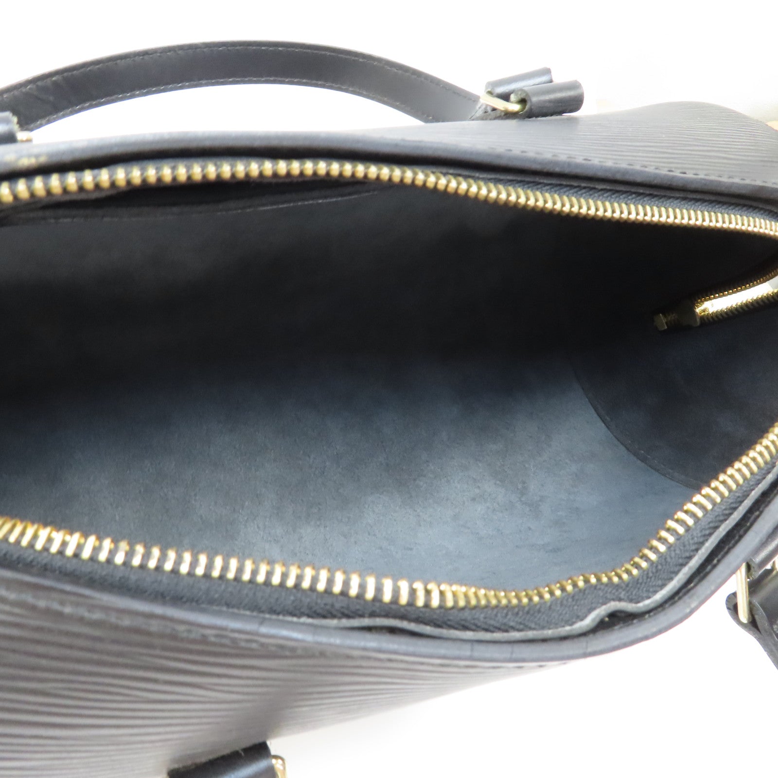 LOUIS VUITTON Epi Soufflot金扣手挽袋黑色