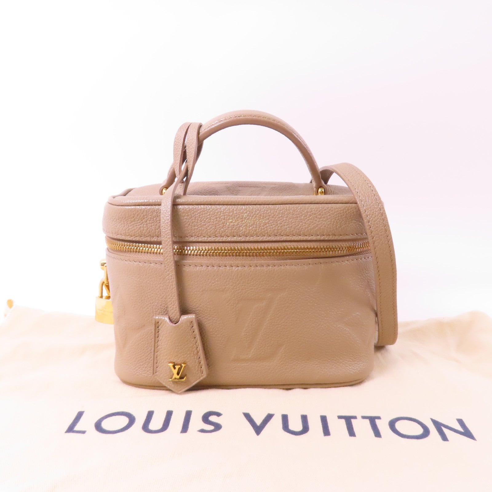 LOUIS VUITTON 【激減優惠】Monogram Empreinte Giant Vanity金扣手挽肩背兩用袋米色
