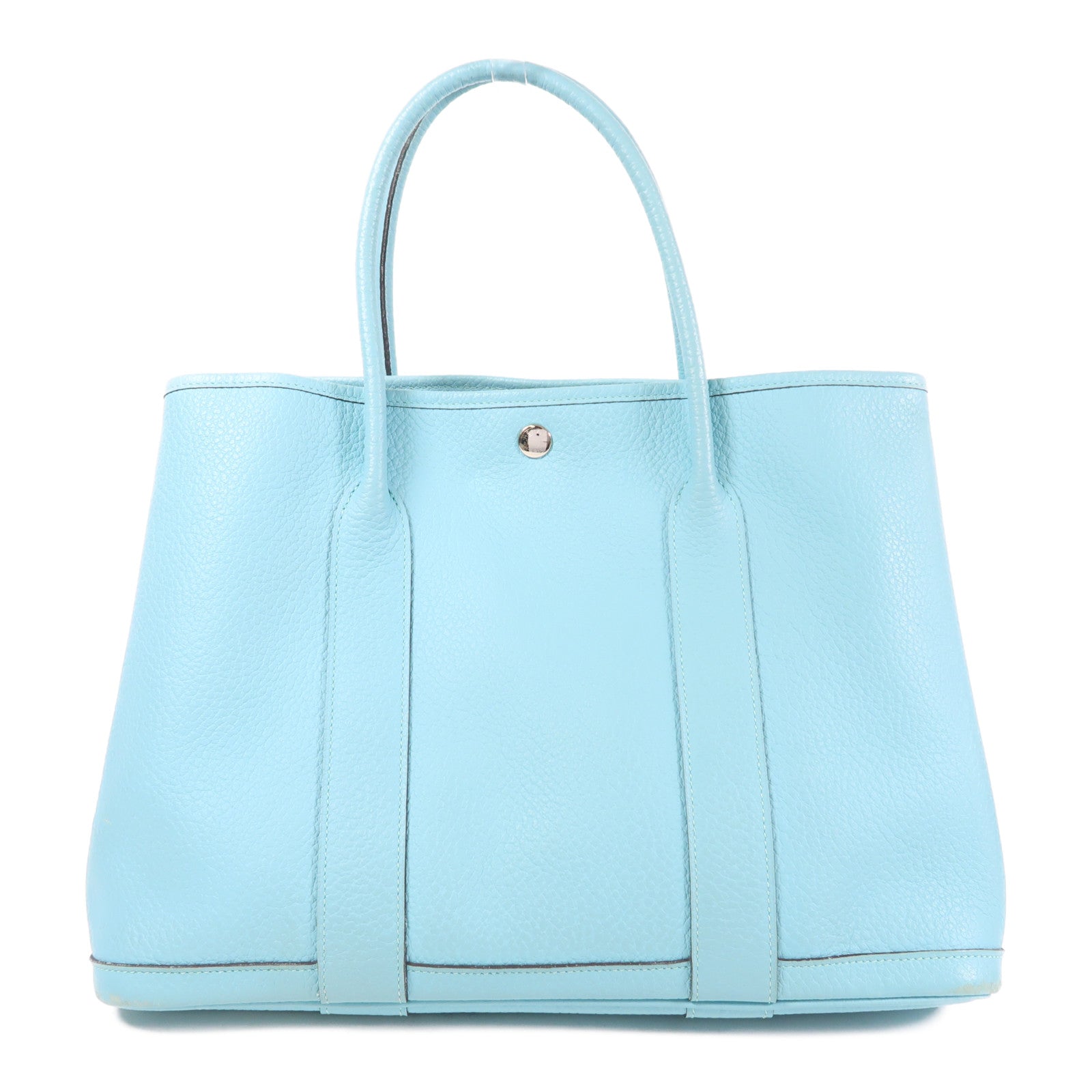 HERMES Negonda皮革 GardenParty PM 手挽袋Bleu Atoll