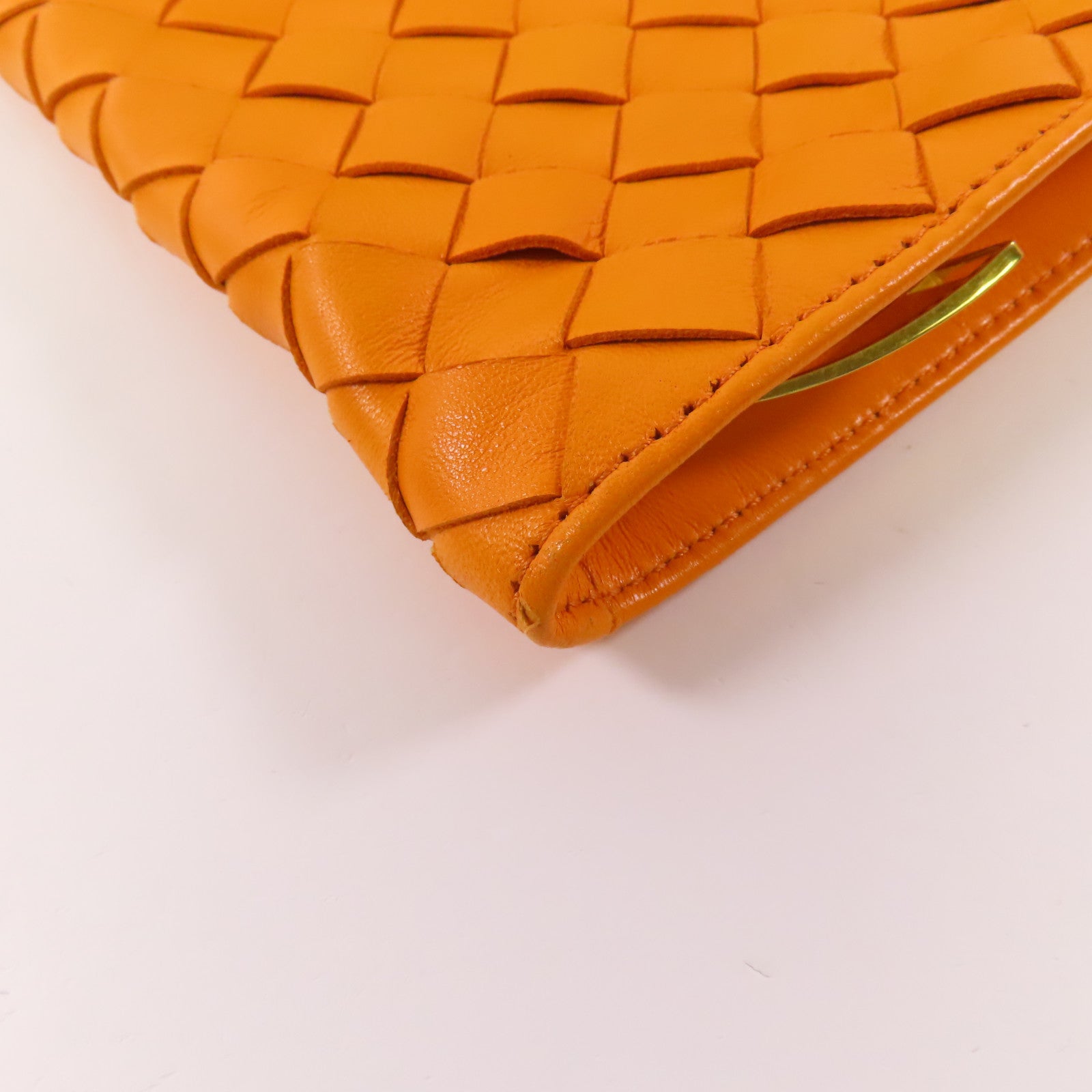BOTTEGA VENETA GHW Woven Knot Handbag 607964 VCPP0 Leather Orange