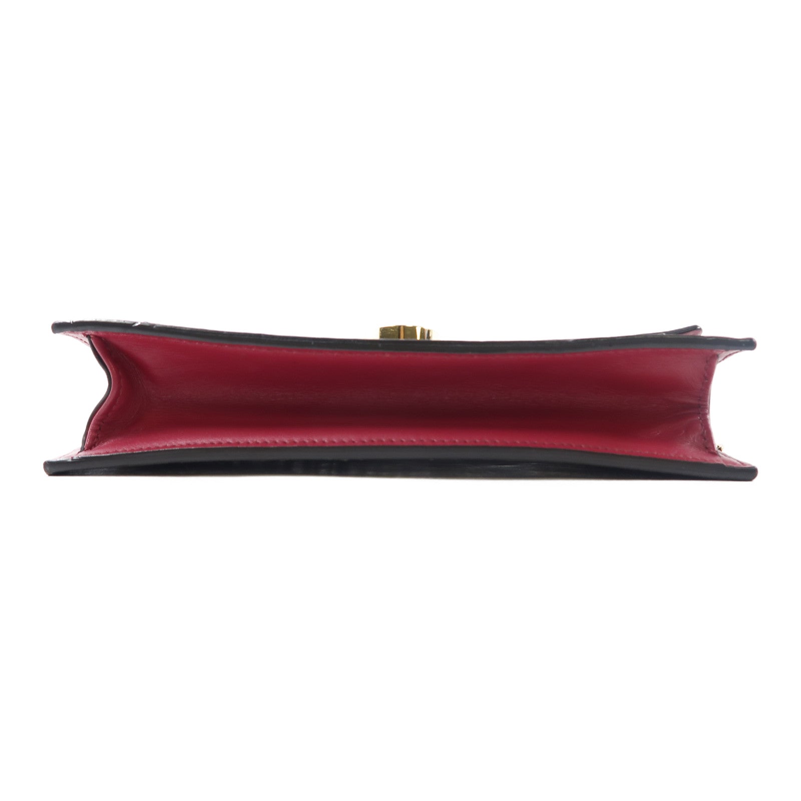LOUIS VUITTON Monogram Portefeuille Flore金扣鏈帶肩背袋棕色/紅色