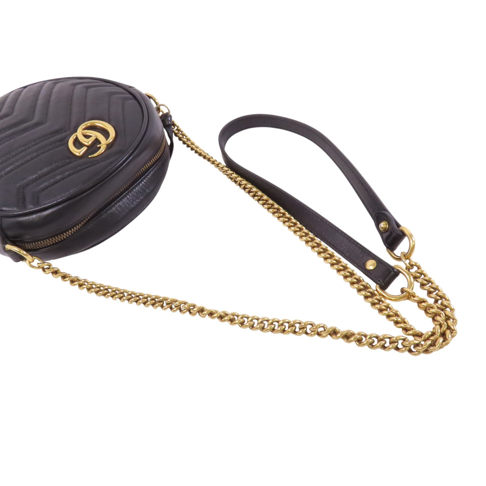 GUCCI 牛皮皮革GG Marmont金扣鏈帶肩背袋