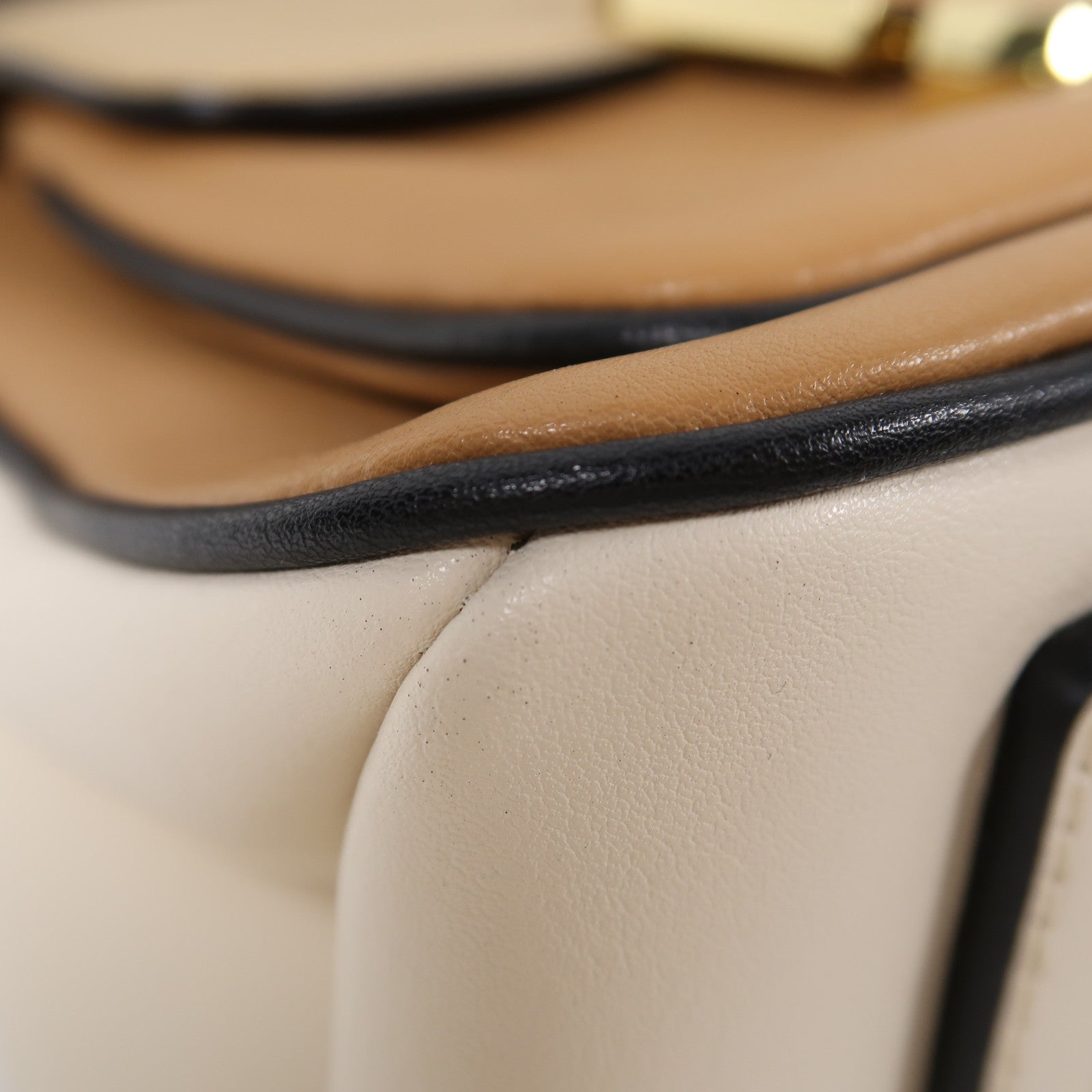 MARC JACOBS 牛皮皮革Mini Satchel金扣手挽肩背兩用袋啡色/白色