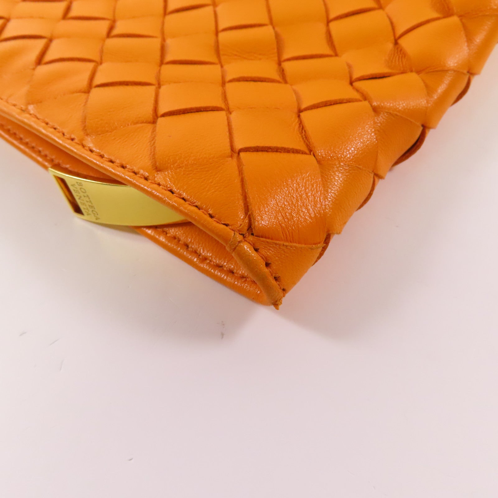 BOTTEGA VENETA GHW Woven Knot Handbag 607964 VCPP0 Leather Orange