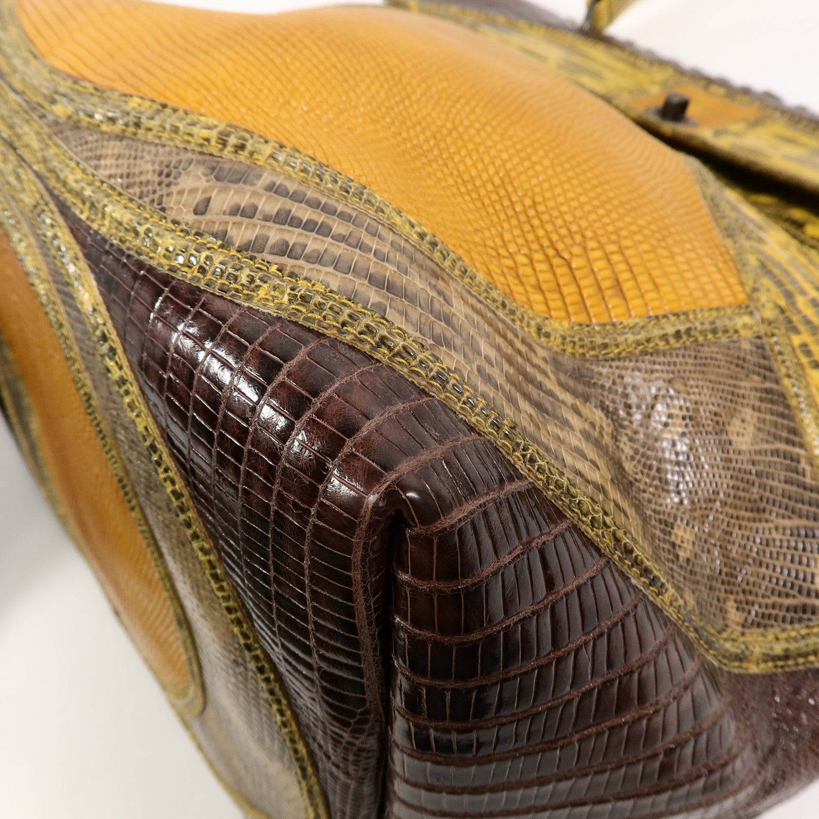 BOTTEGA VENETA 鱷魚/蜥蝪皮革Patchwork Preziso手挽袋
