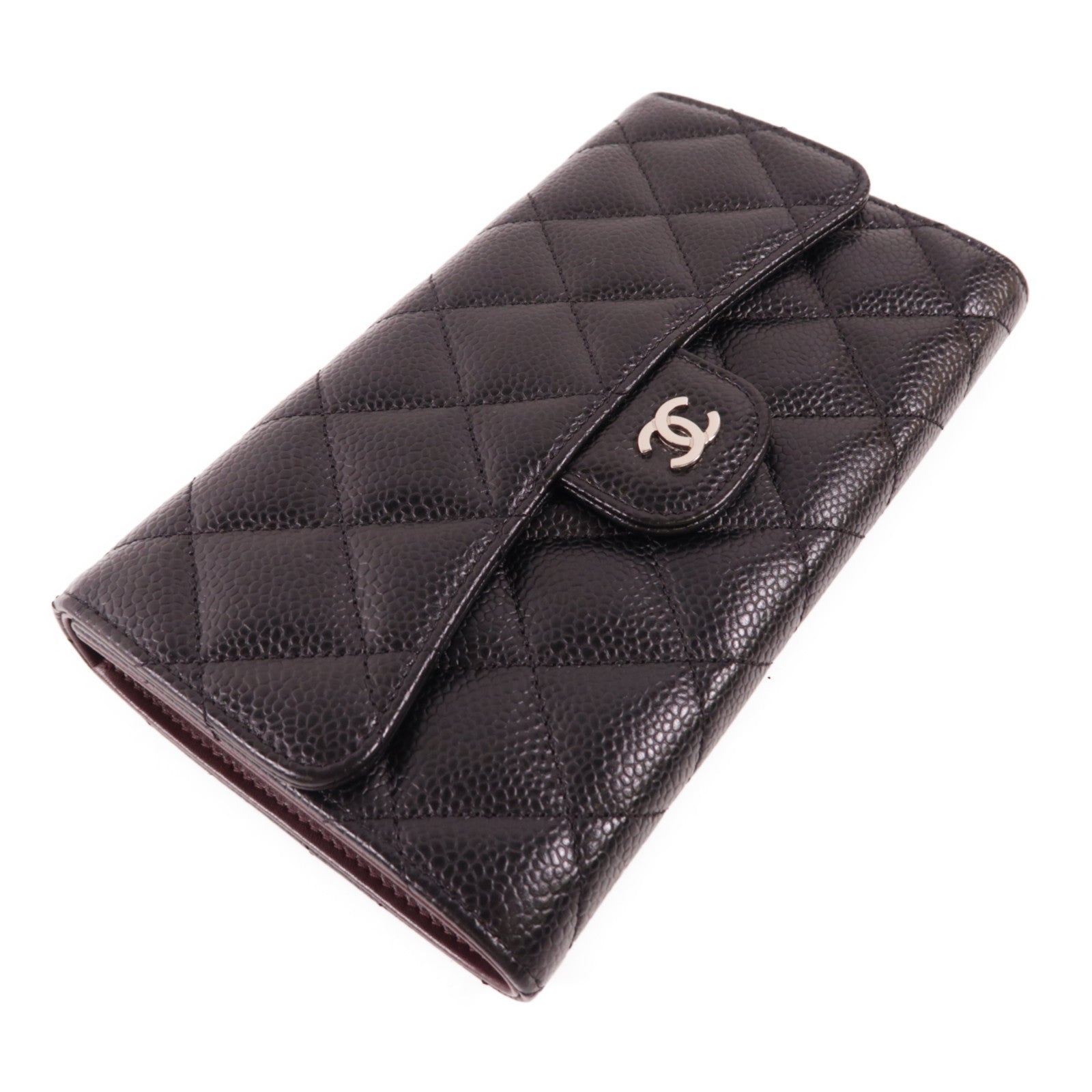 CHANEL 牛皮皮革Long Wallet銀扣長錢包