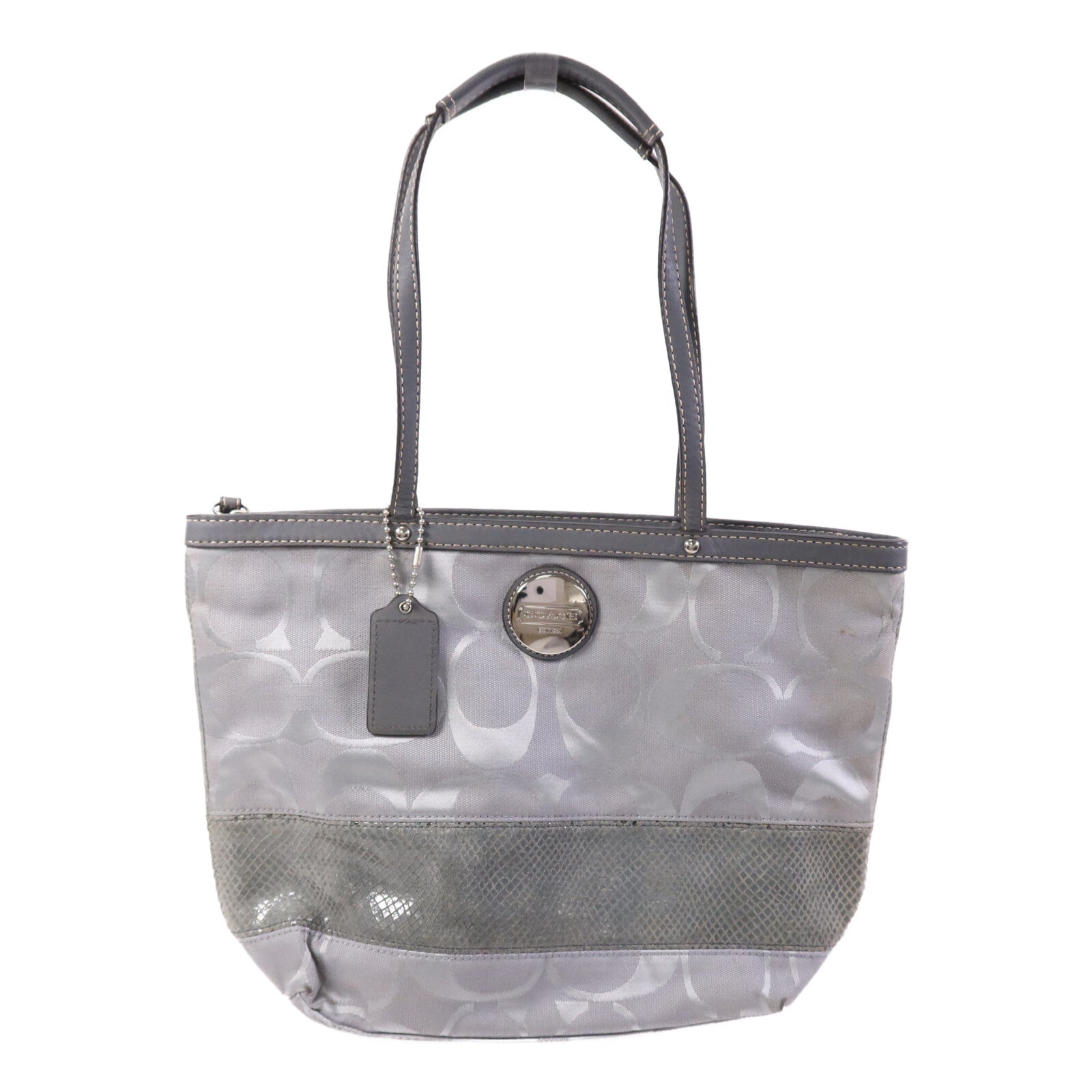 COACH 【激減優惠】帆布Tote Bag銀扣肩背袋