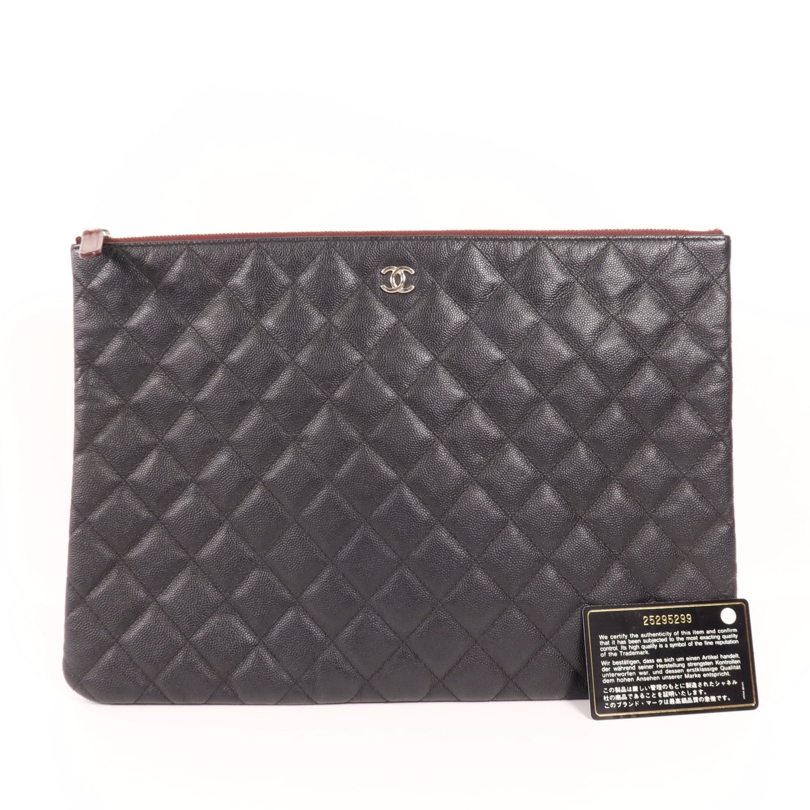 CHANEL 牛皮皮革O-Case銀扣手拿包
