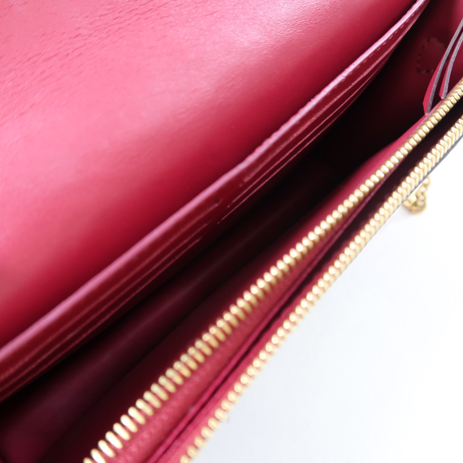 LOUIS VUITTON Monogram Portefeuille Flore金扣鏈帶肩背袋棕色/紅色