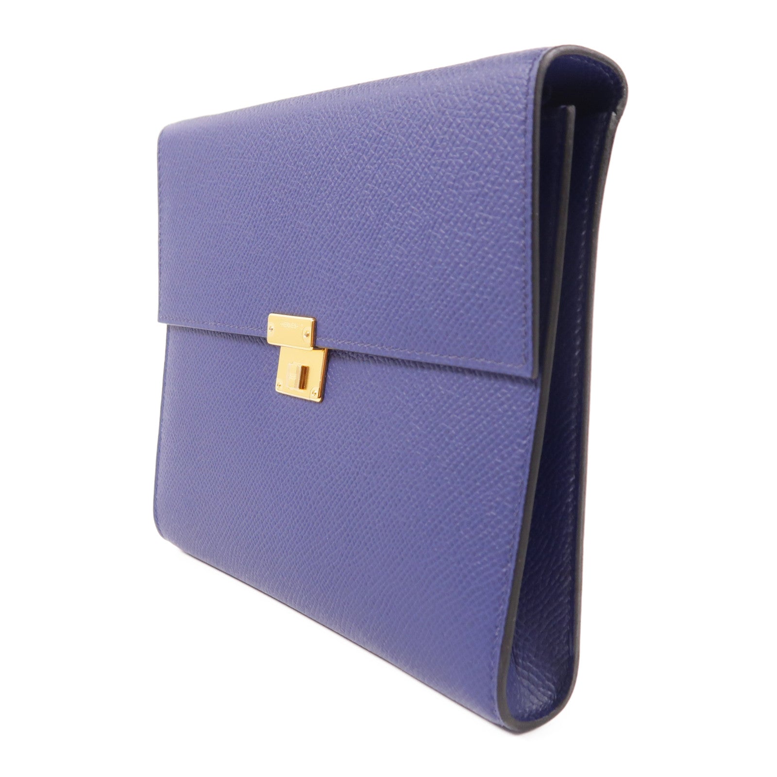 HERMES Epsom皮革Clic 16金扣肩背袋73 Bleu Saphir