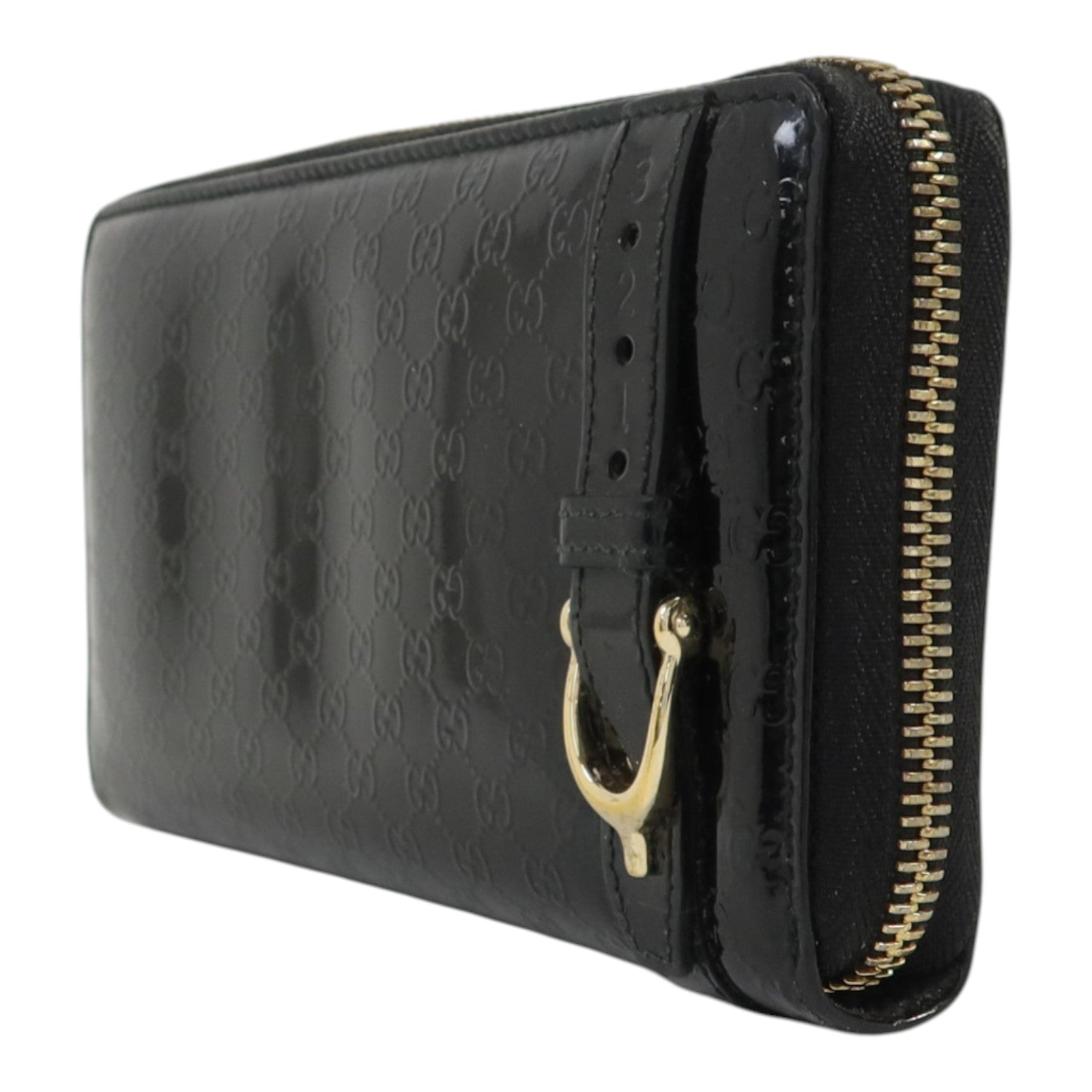 GUCCI 漆皮皮革Zipper Long Wallet金扣長錢包