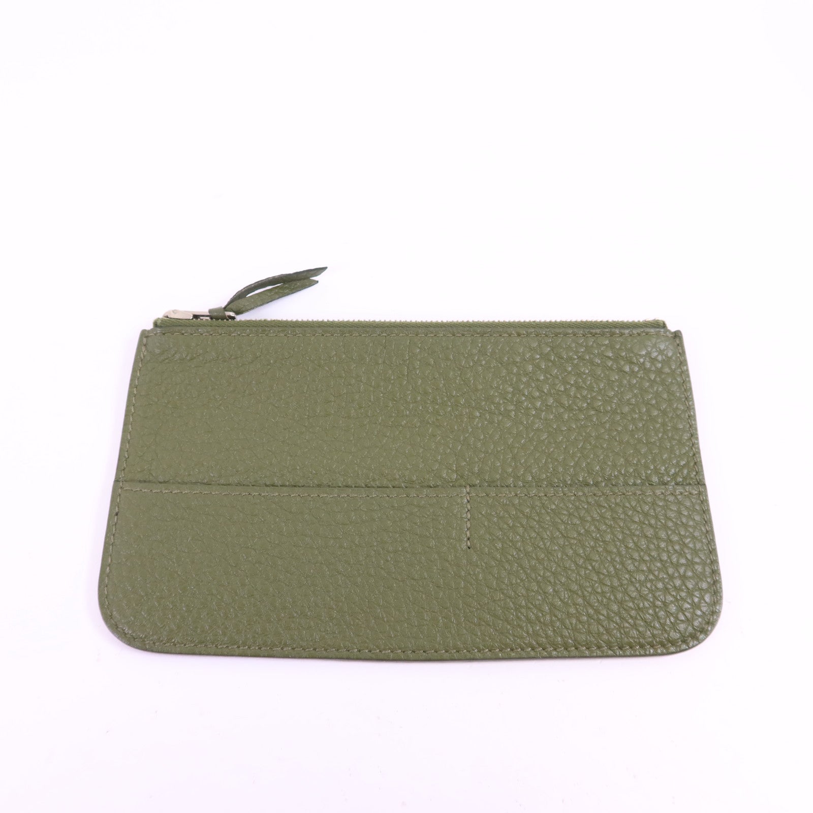 HERMES Togo皮革Dogon GM銀扣長錢包Vert Olive