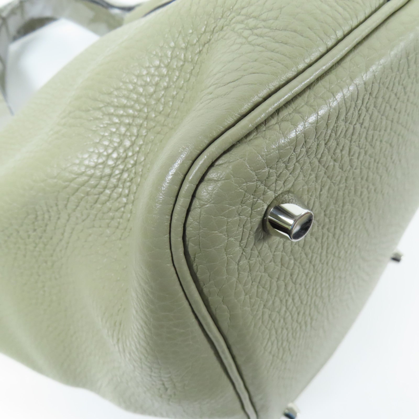 HERMES 【激減優惠】Clemence皮革Picotin MM銀扣手挽袋Sauge