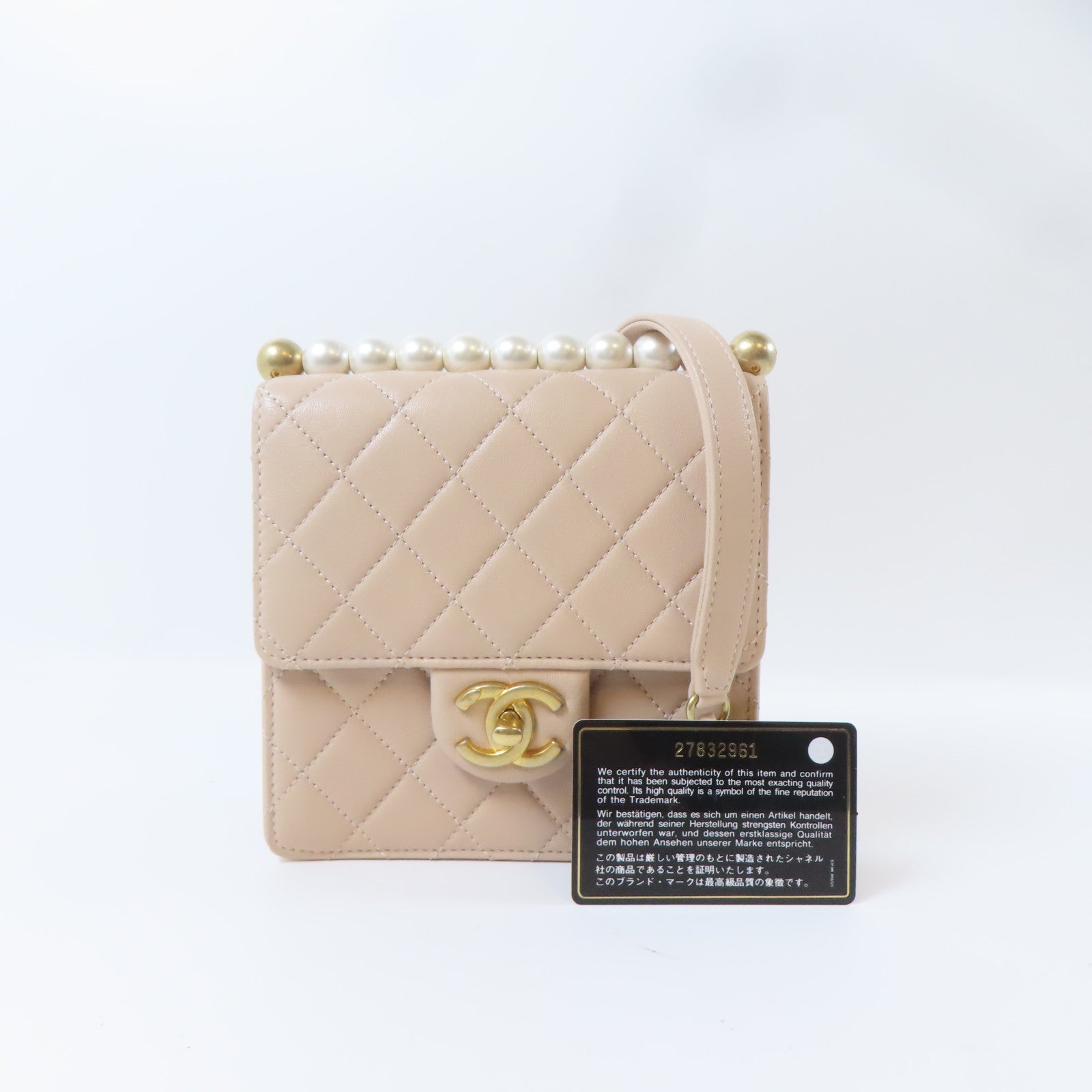 CHANEL 【激減優惠】菱格牛皮皮革Chic Pearls Flap金扣鏈帶肩背袋粉紅色