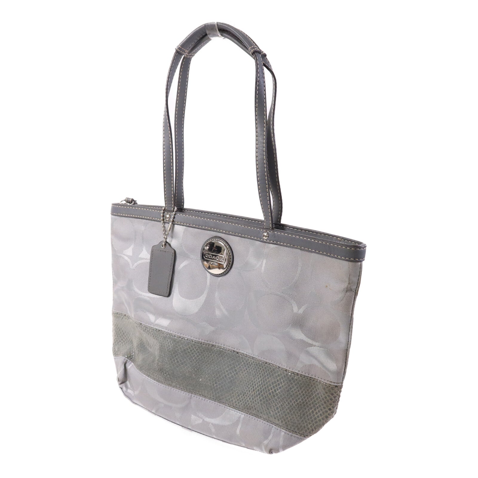 COACH 【激減優惠】帆布Tote Bag銀扣肩背袋