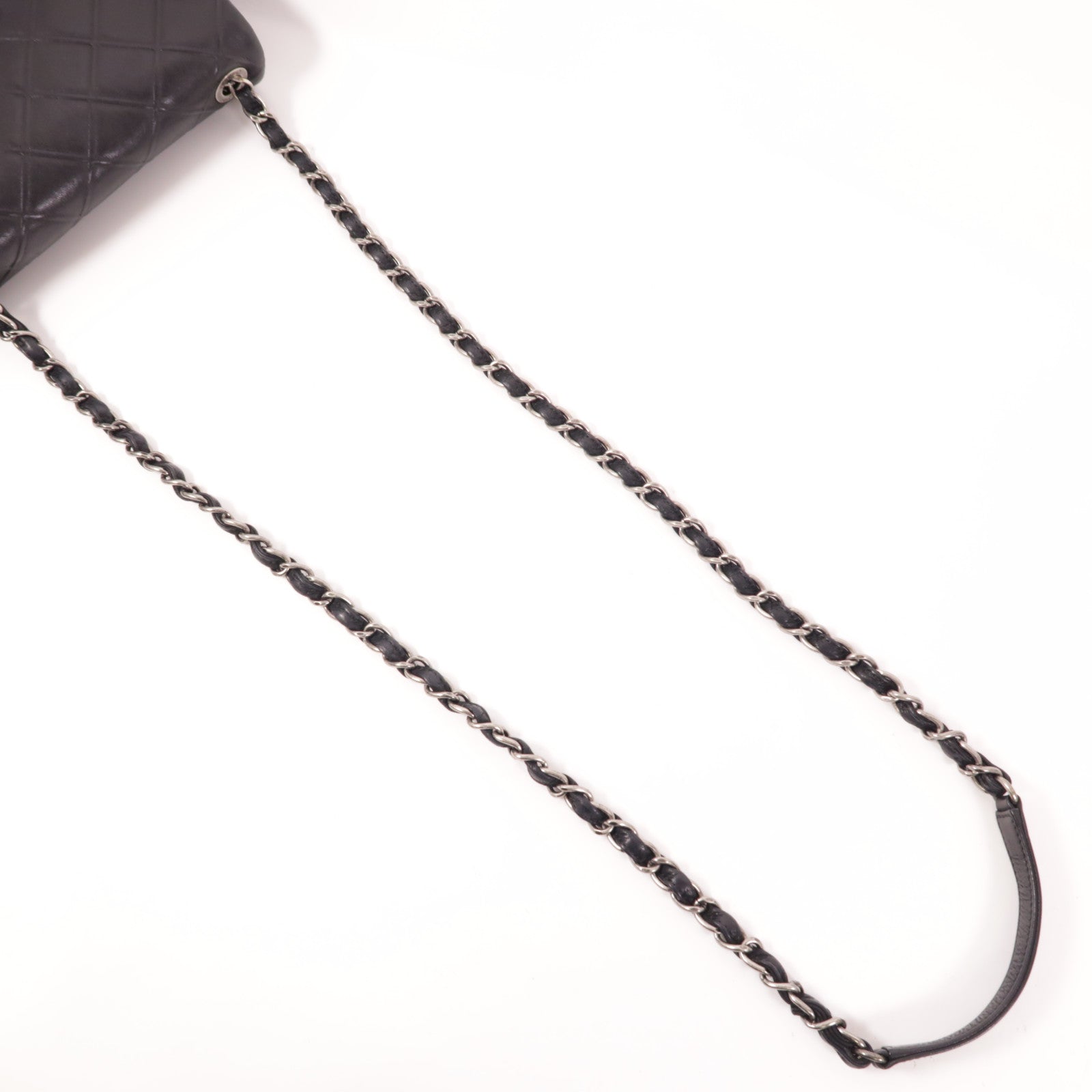 CHANEL 牛皮皮革Chain Shoulder銀扣鏈帶肩背袋