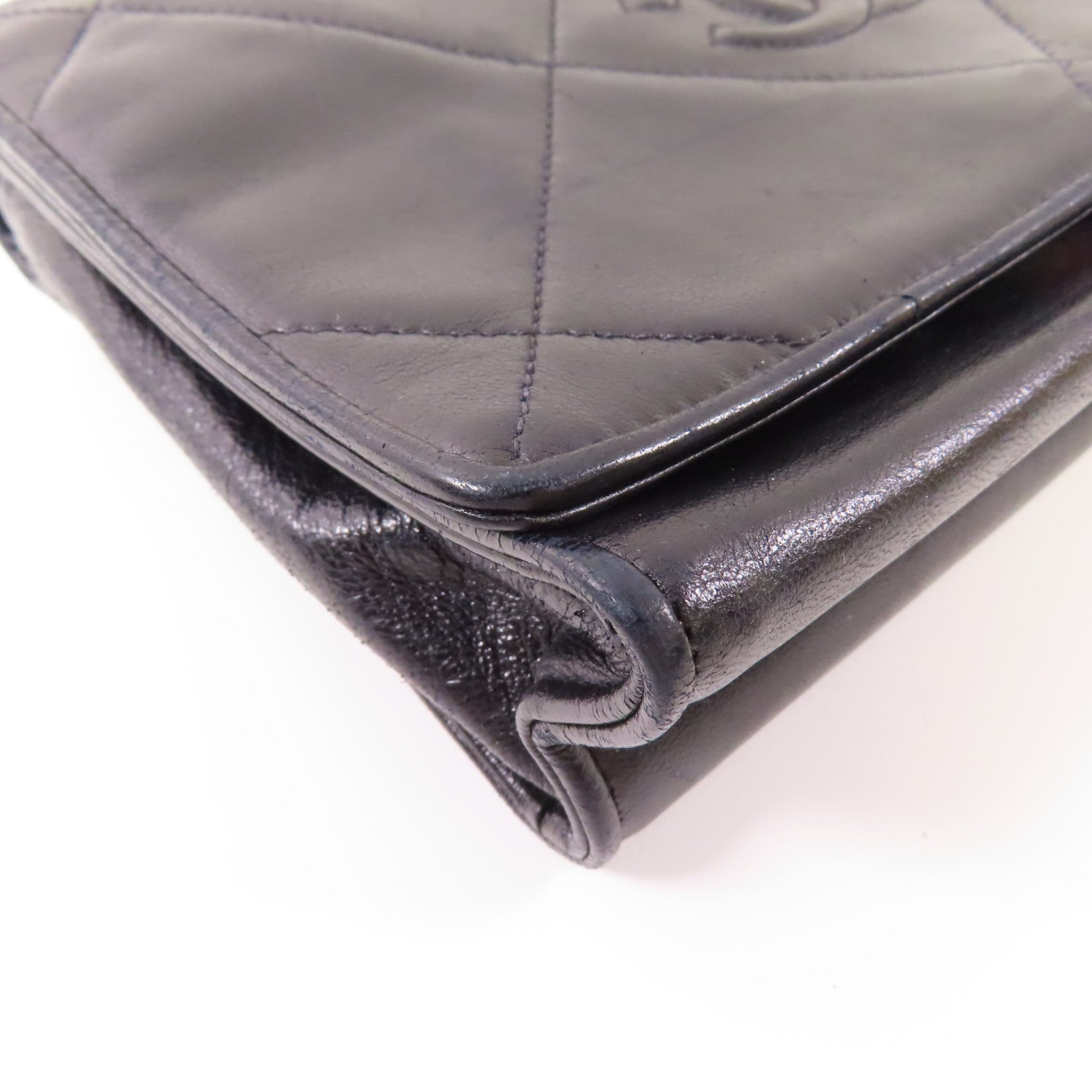 CHANEL 羊皮皮革Vintage Chain Shoulder金扣鏈帶肩背袋