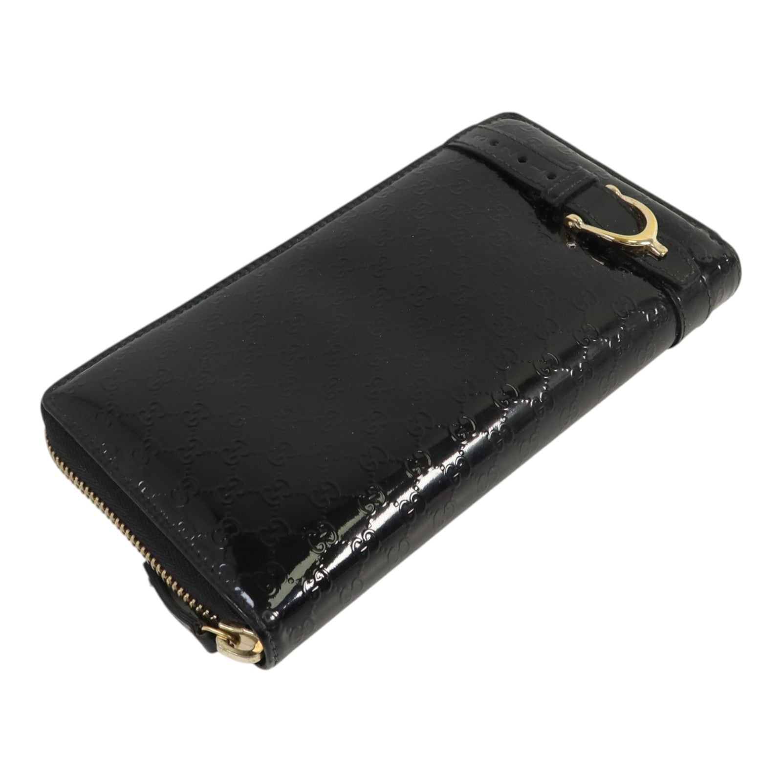 GUCCI 漆皮皮革Zipper Long Wallet金扣長錢包