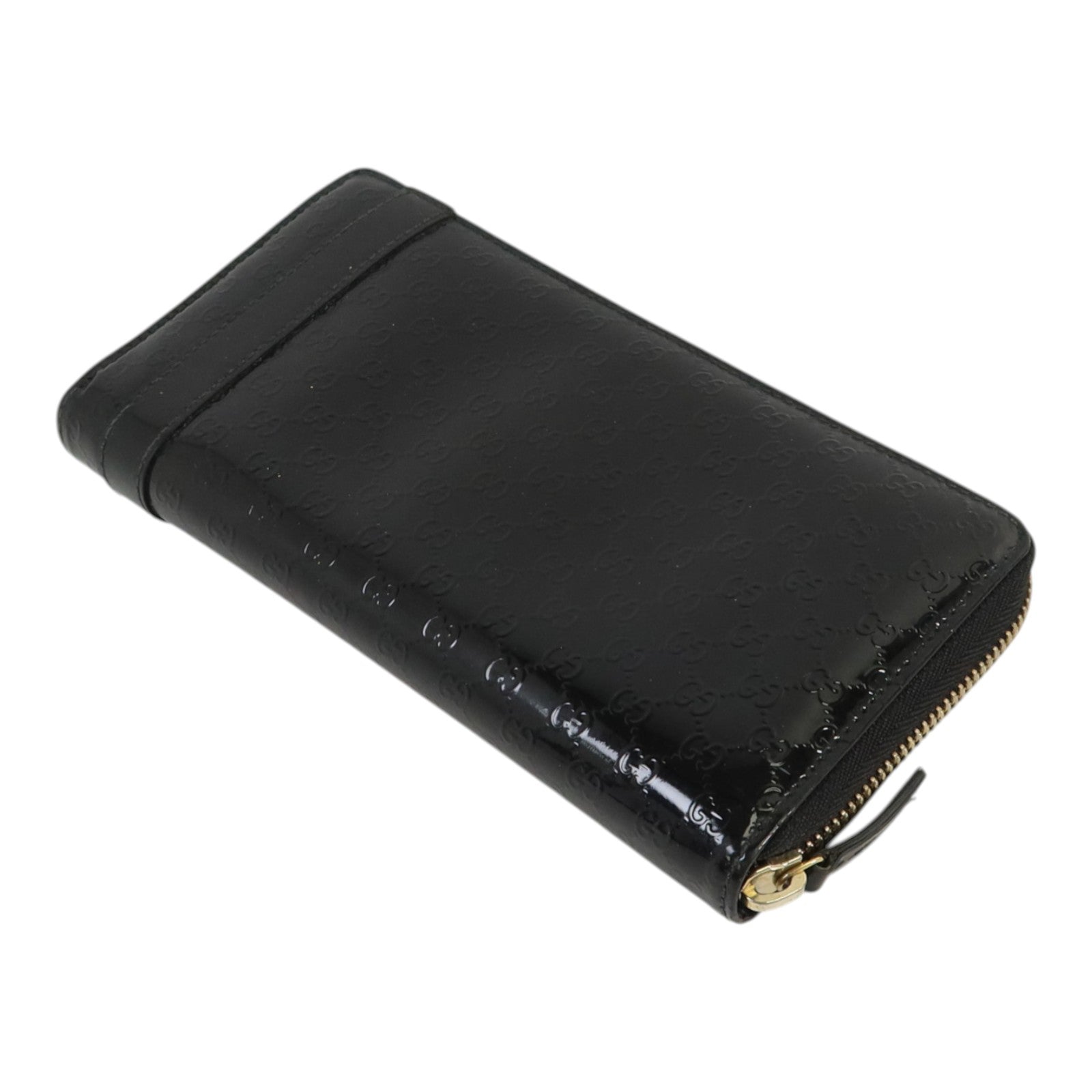 GUCCI 漆皮皮革Zipper Long Wallet金扣長錢包