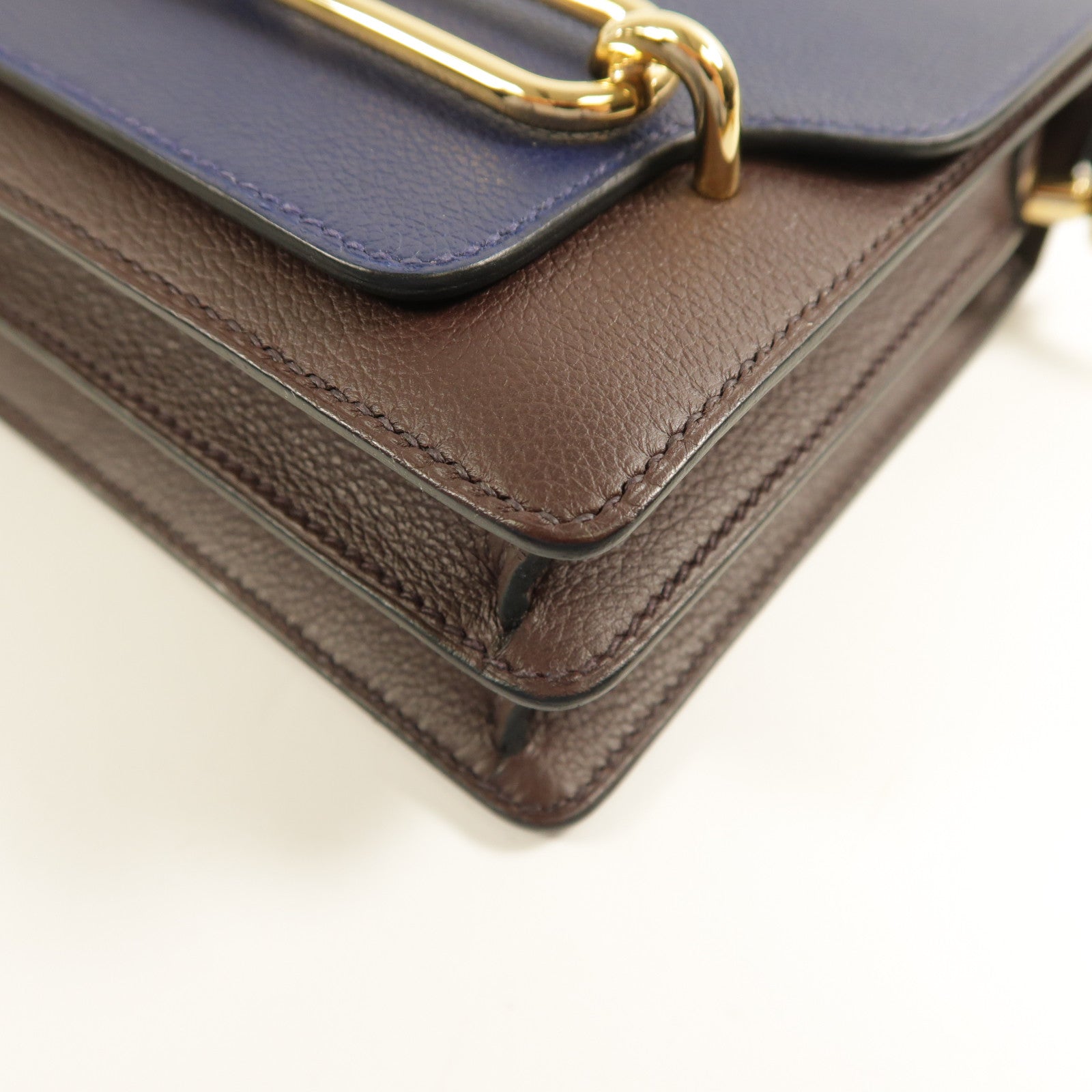 HERMES 【激減優惠】Evercolor皮革Mini Roulis金扣肩背袋Bleu Saphir
