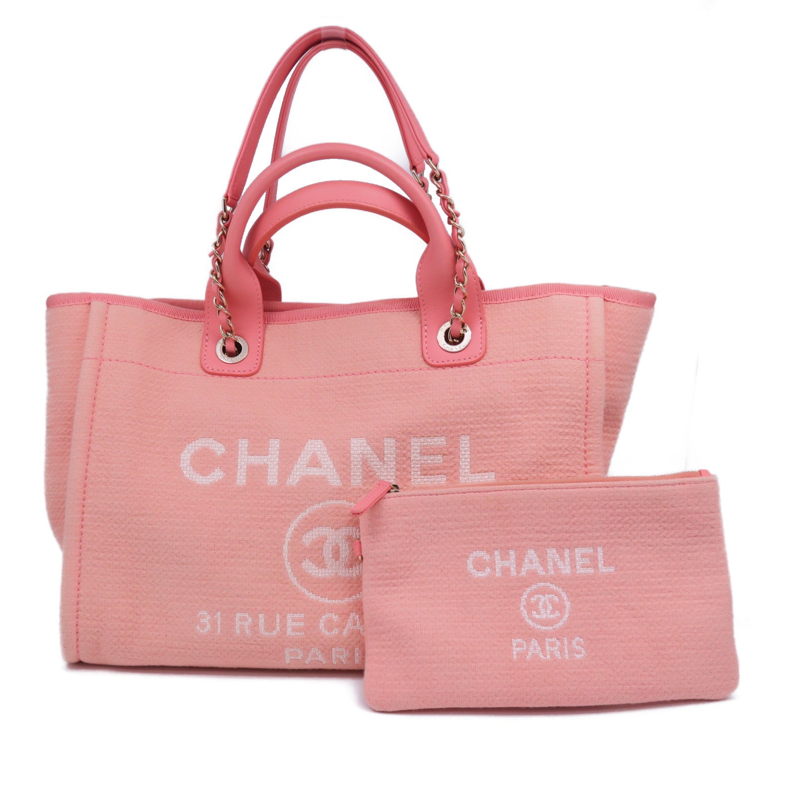 CHANEL 【激減優惠】帆布Deauville金扣手挽肩背兩用袋橙色