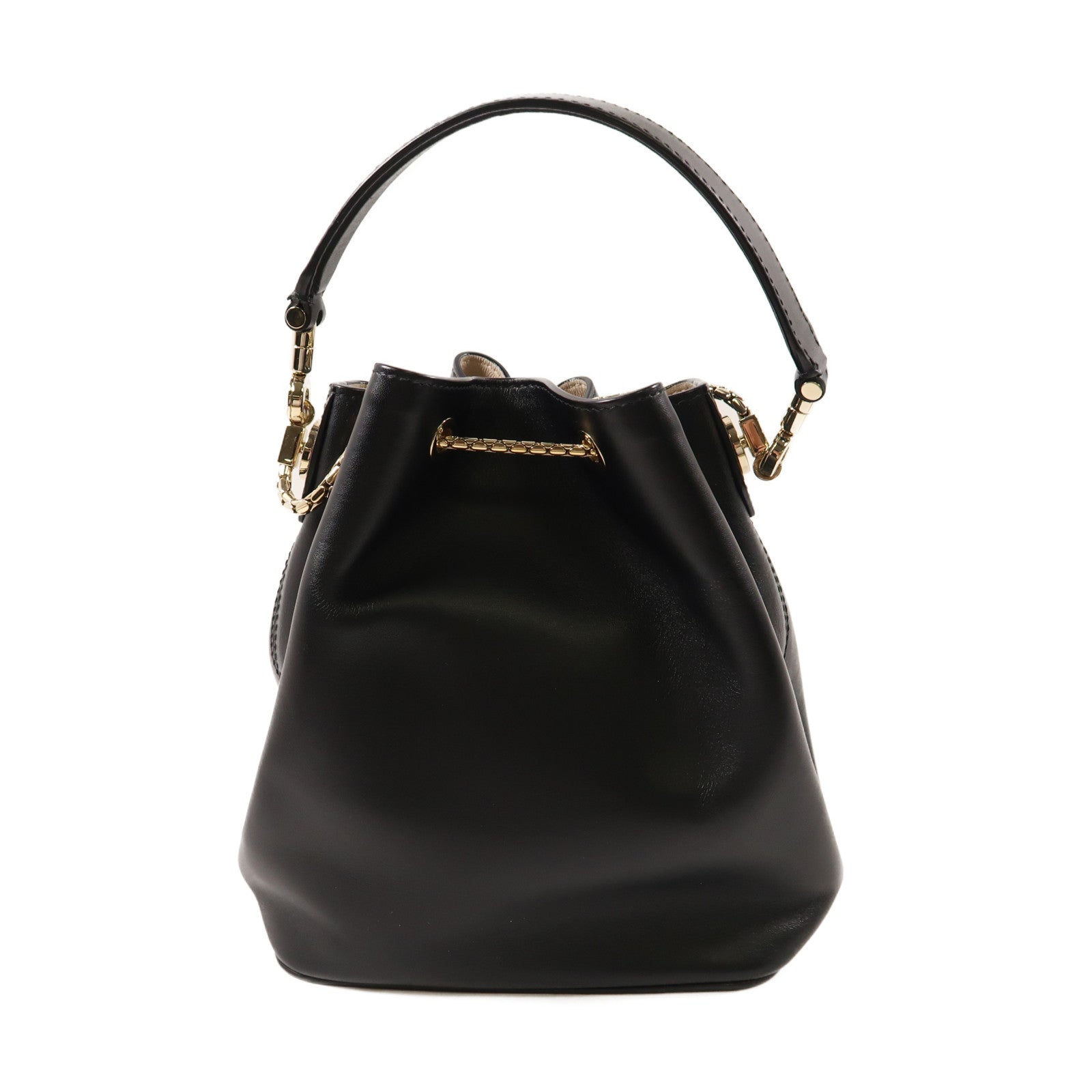 BVLGARI 牛皮皮革Chain Shoulder金扣鏈帶肩背袋黑色