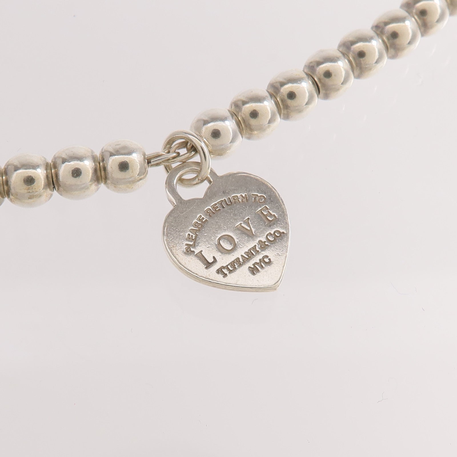 TIFFANY＆CO 925純銀Heart Tag Bead手鏈