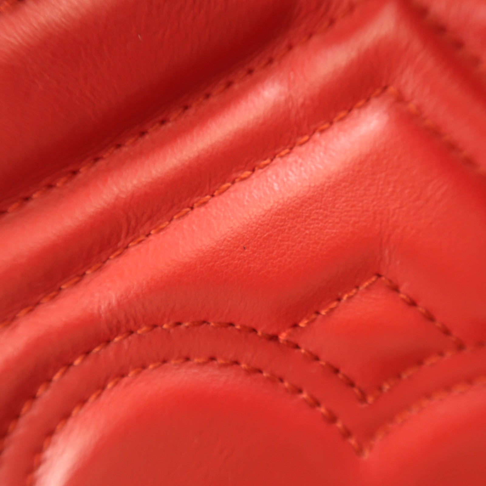 GUCCI GG GHW GG Marmont Bucket Chain Shoulder Bag 575163 Calfskin Leather Red