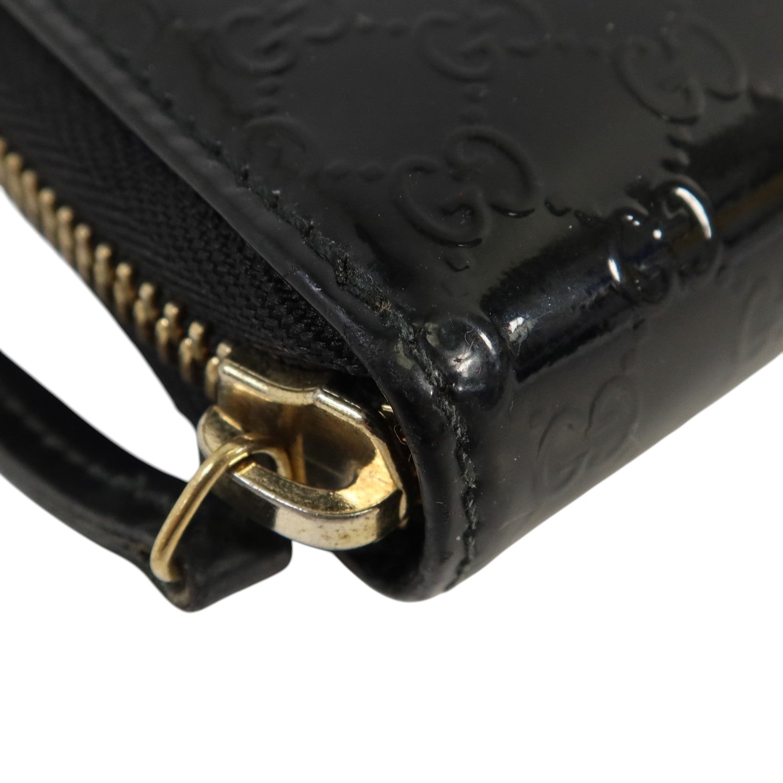 GUCCI 漆皮皮革Zipper Long Wallet金扣長錢包