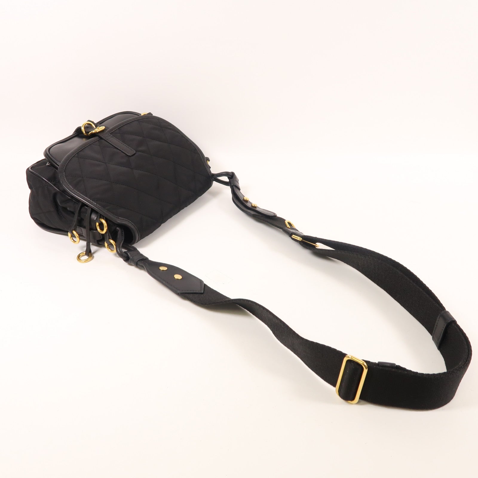 PRADA 尼龍/皮革Shoulder Bag金扣肩背袋