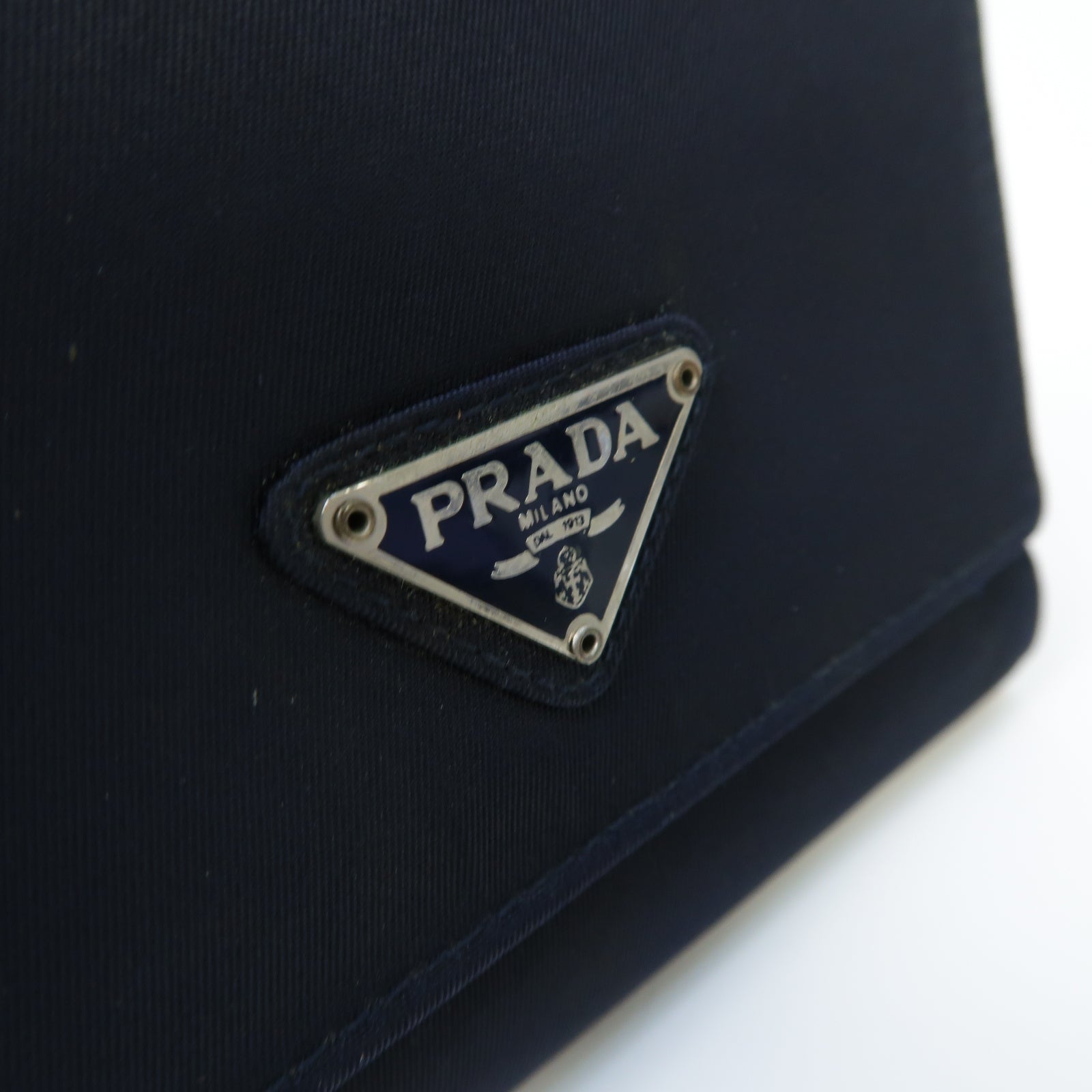 PRADA 【激減優惠】尼龍Tessuto銀扣錢包深藍色
