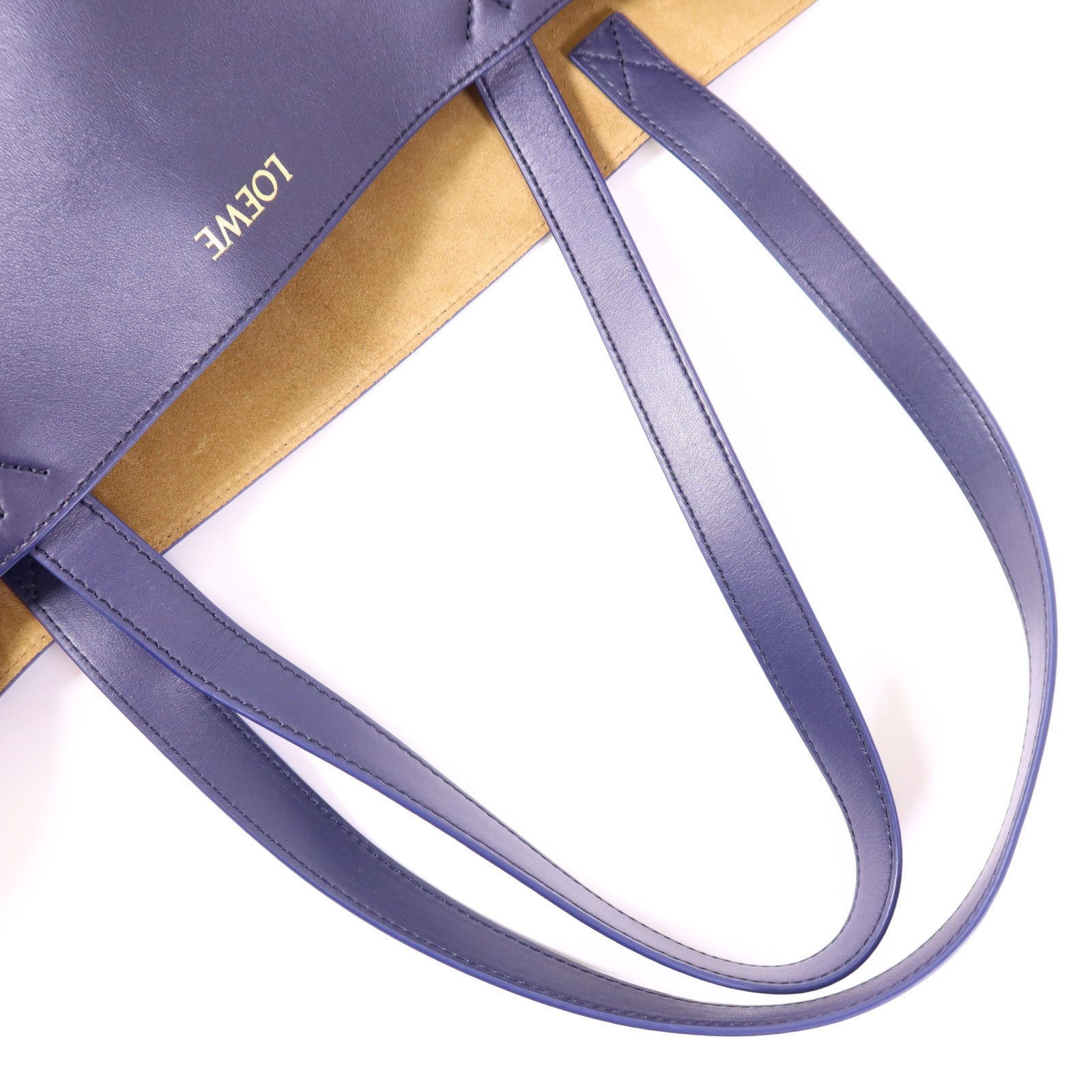 LOEWE XL Puzzle Fold Tote Shoulder Bag Calfskin Leather Navy