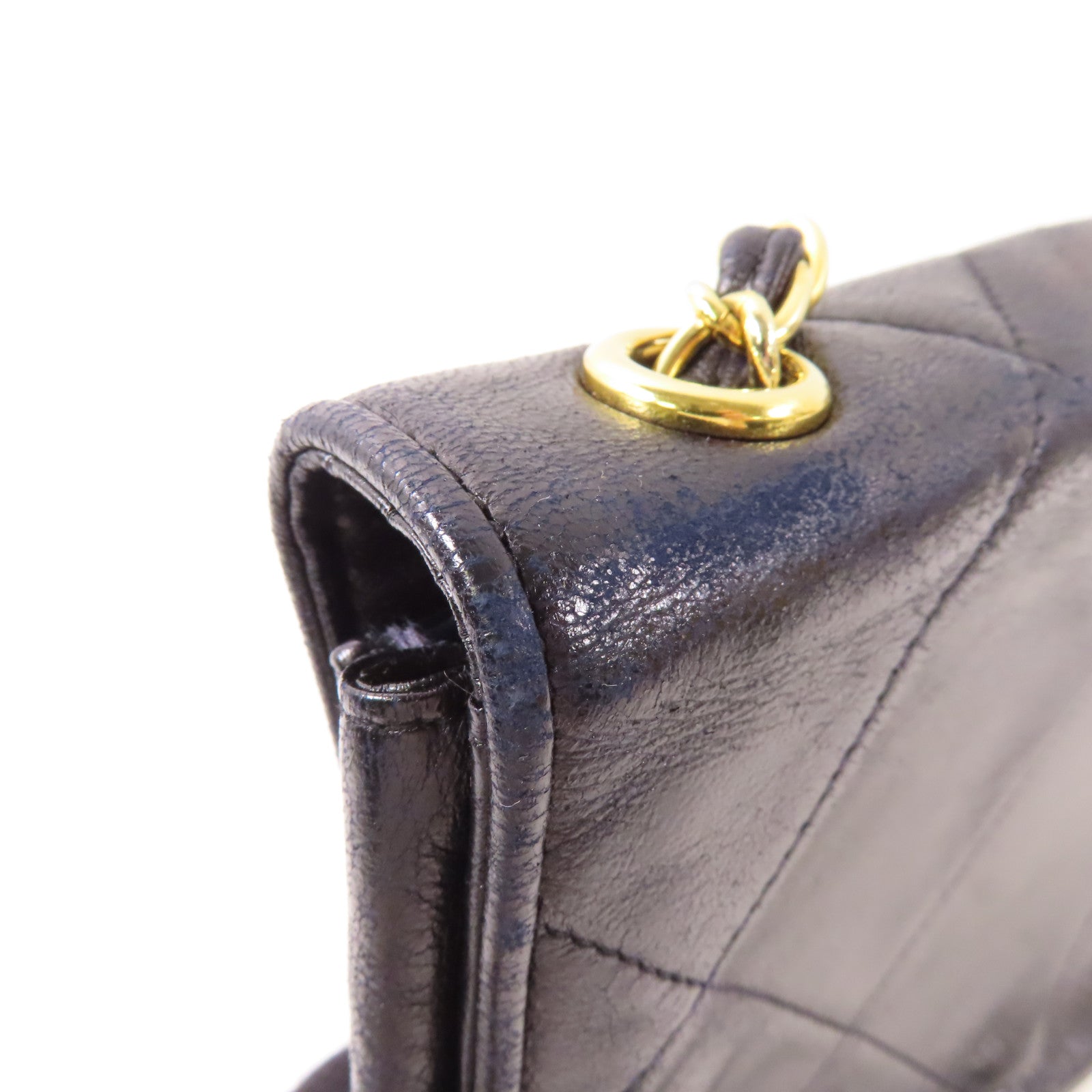 CHANEL 羊皮皮革Vintage Chain Shoulder金扣鏈帶肩背袋