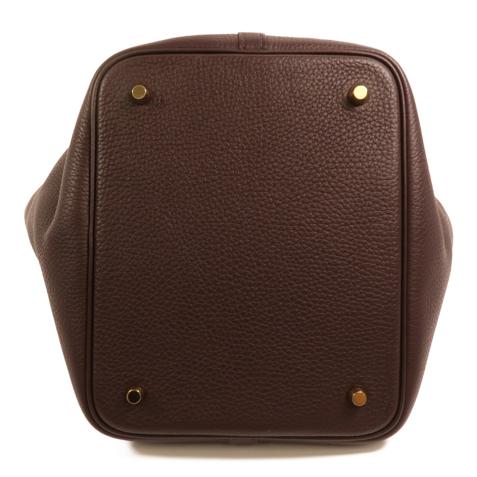 HERMES Clemence皮革Picotin MM金扣手挽袋Rouge Sellier