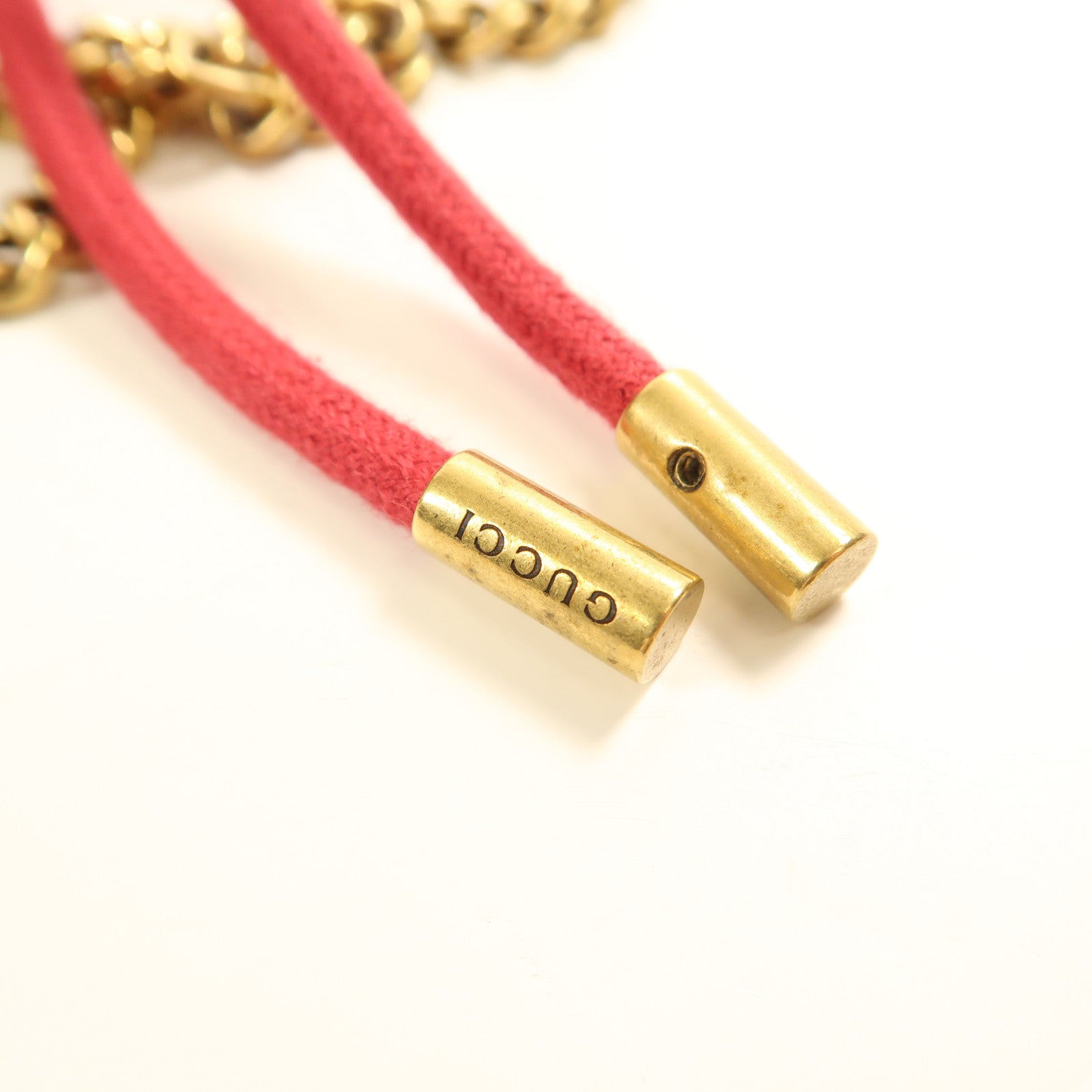 GUCCI GG GHW GG Marmont Bucket Chain Shoulder Bag 575163 Calfskin Leather Red