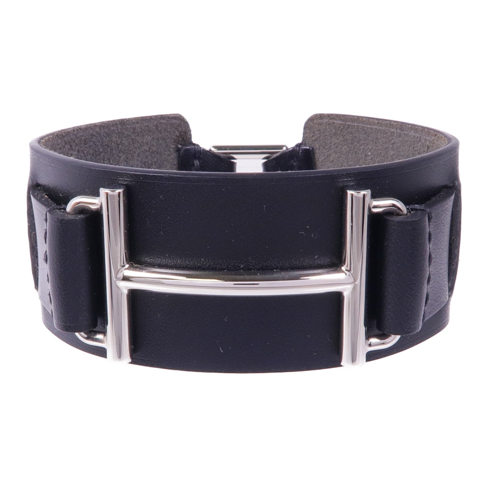 HERMES Swift皮革Cuir Bracelet銀扣手帶Noir