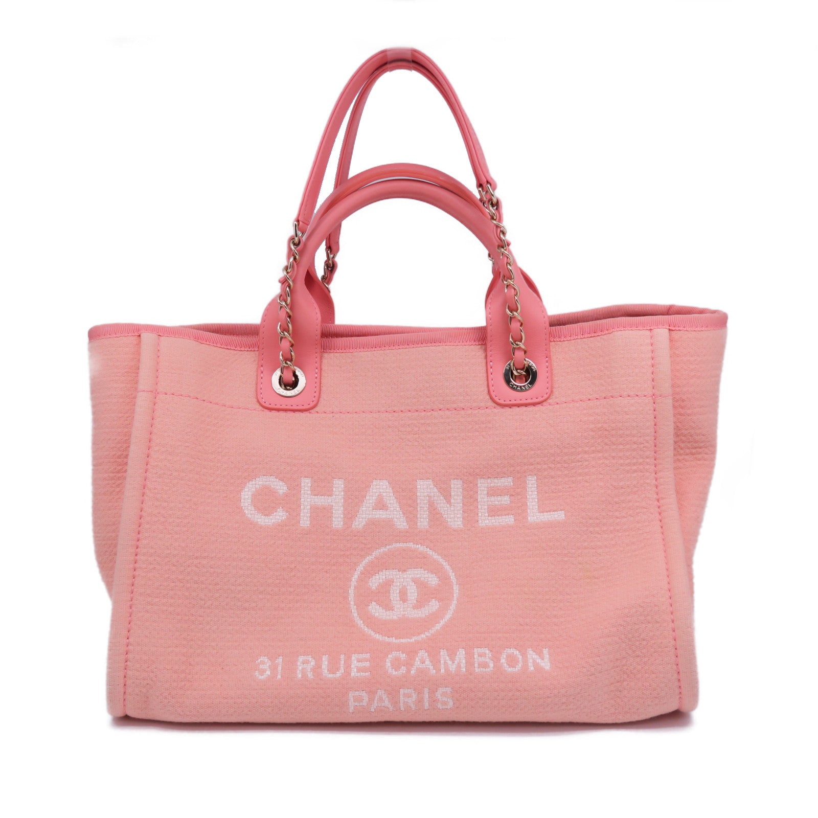 CHANEL 【激減優惠】帆布Deauville金扣手挽肩背兩用袋橙色
