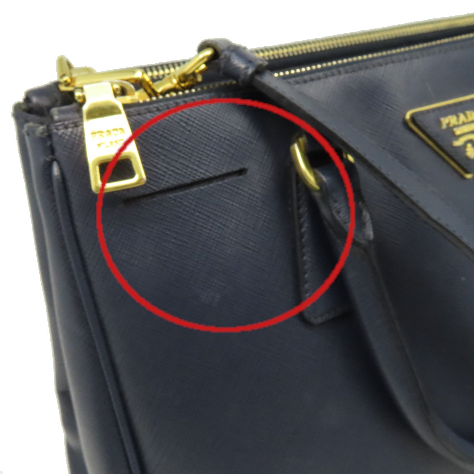 PRADA Saffiano皮革2Way Shoulder Bag金扣手挽肩背兩用袋藍色