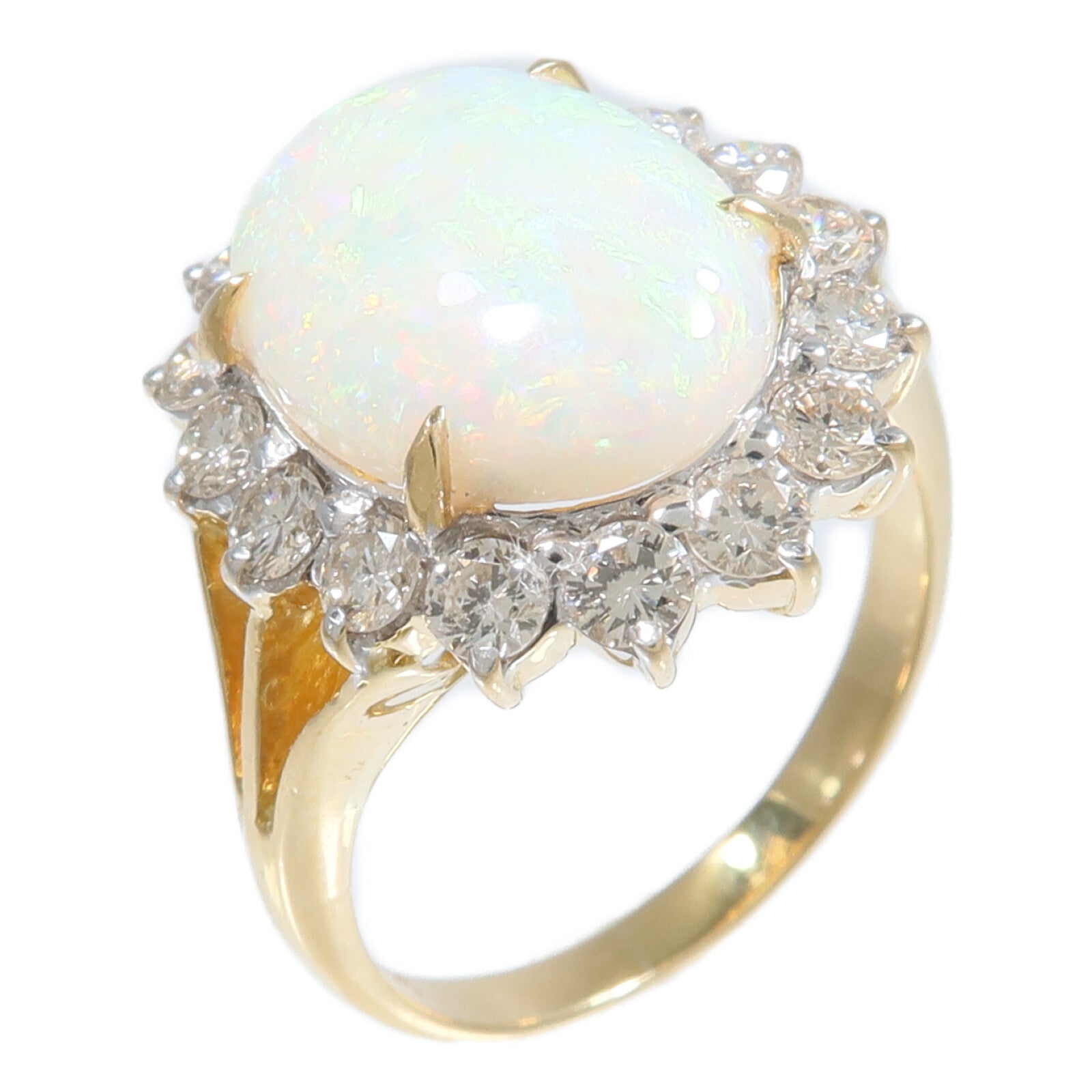 JEWELRY 18K黃金Opal Diamond Ring蛋白石/鑽石戒指