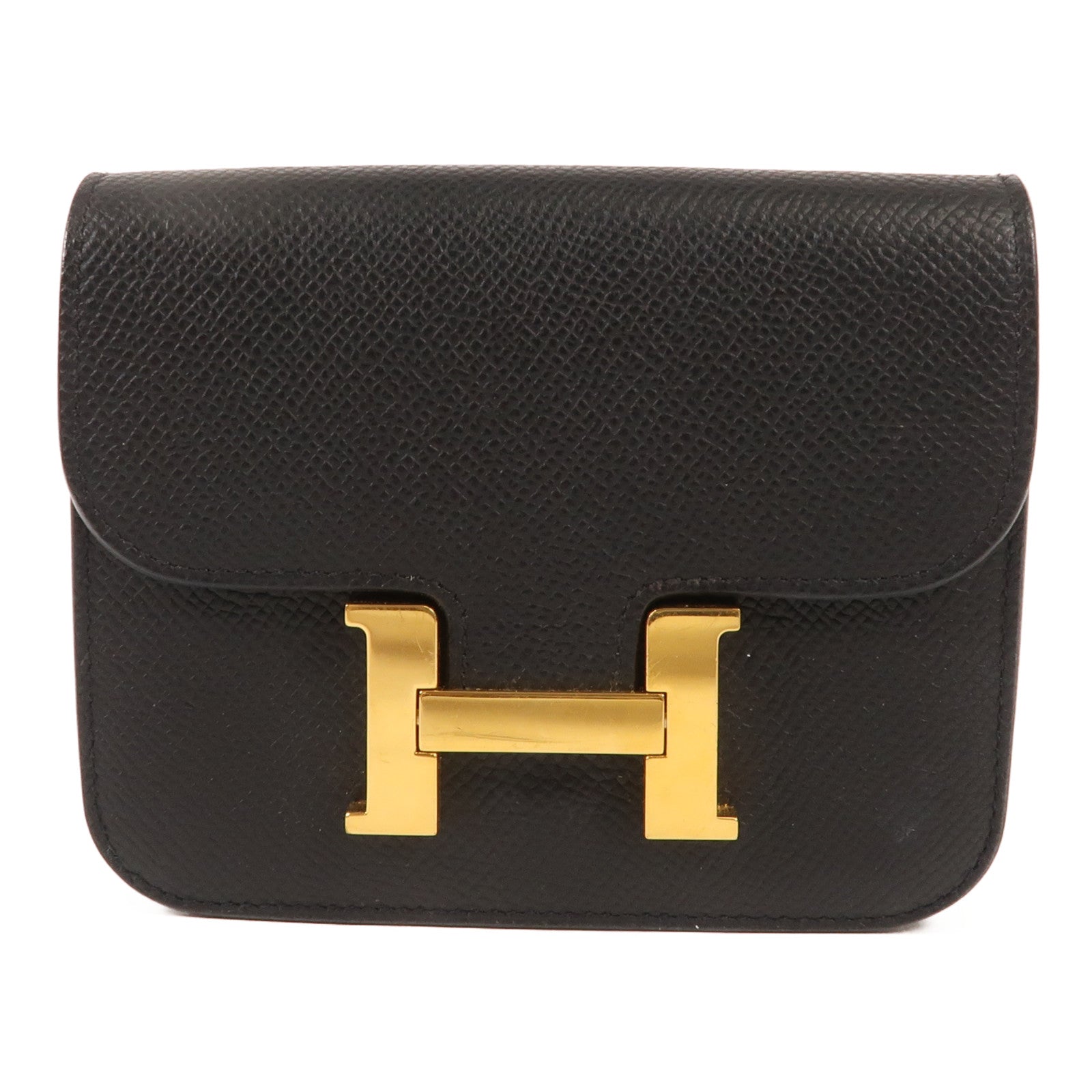 HERMES 【激減優惠】Epsom皮革Constance Slim金扣錢包Noir