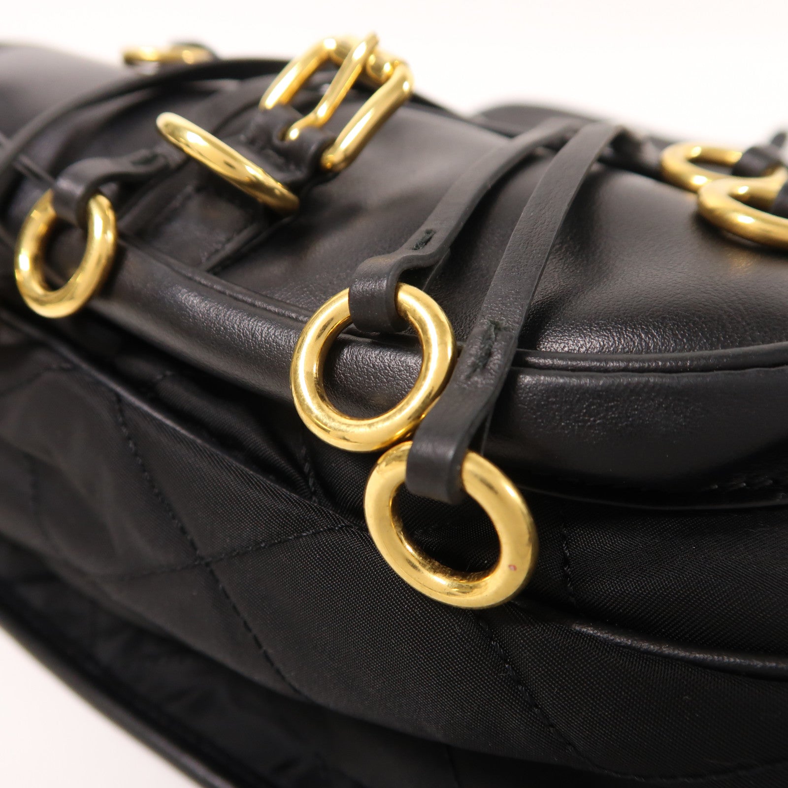 PRADA 尼龍/皮革Shoulder Bag金扣肩背袋