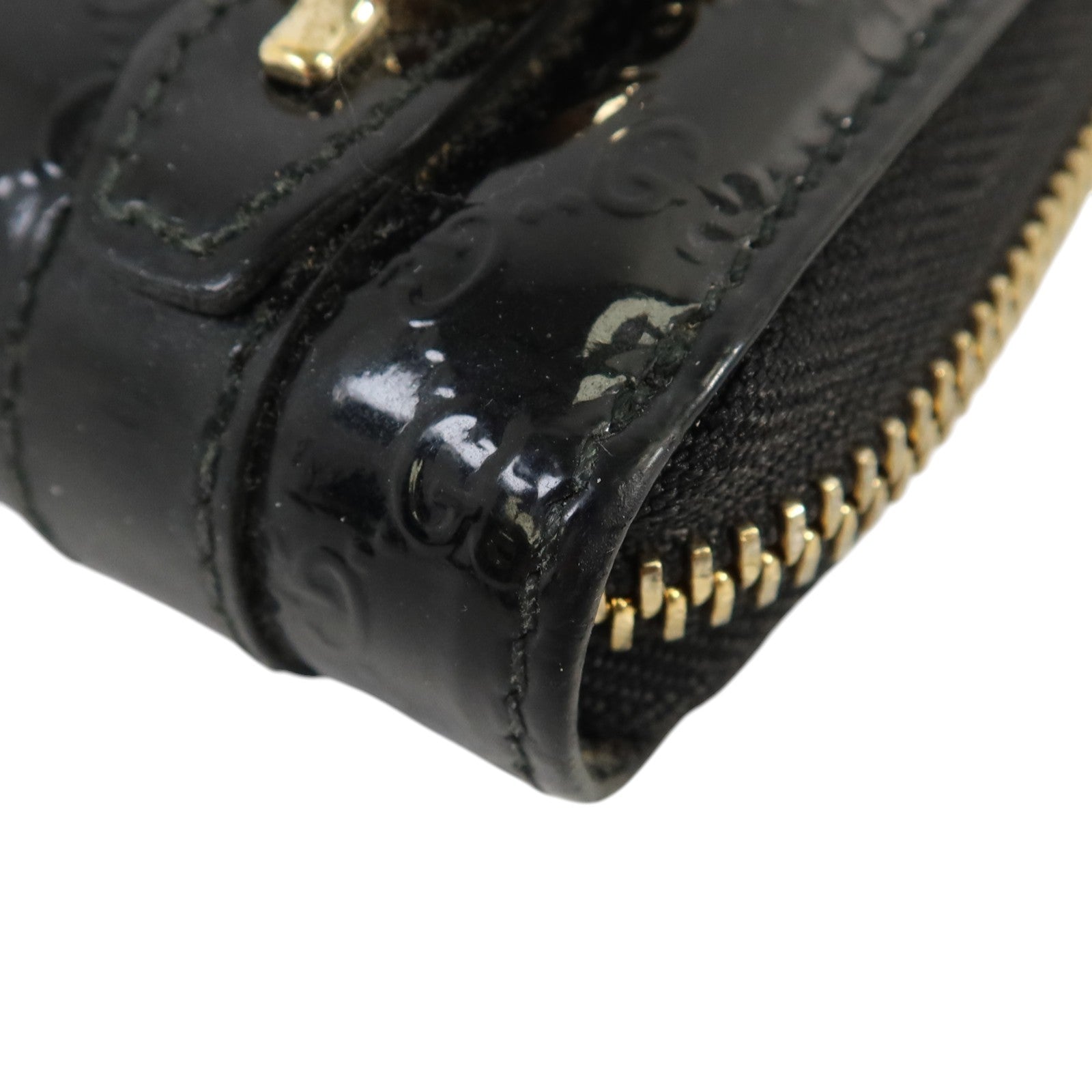 GUCCI 漆皮皮革Zipper Long Wallet金扣長錢包