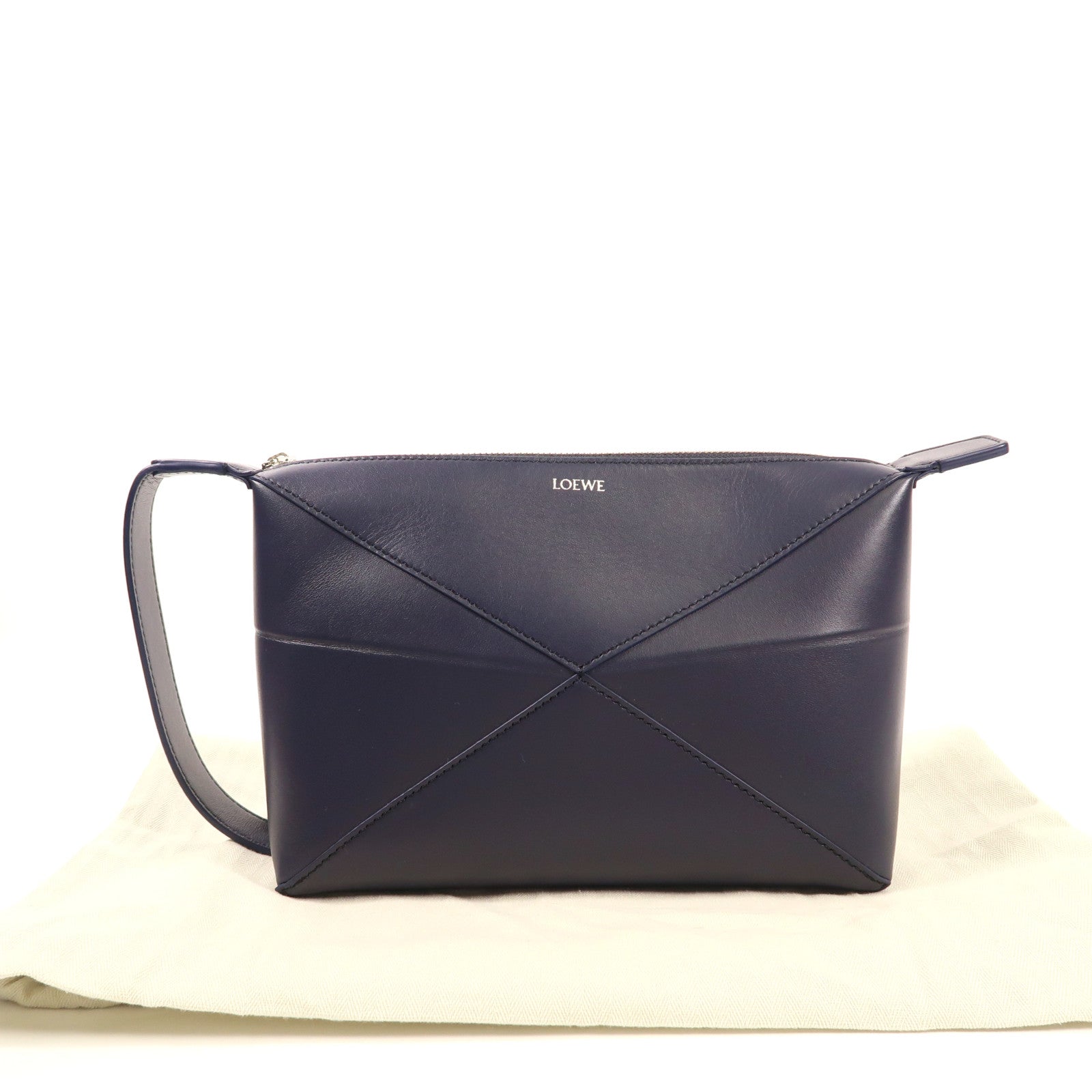 LOEWE SHW Puzzle Fold Pouch C510WBPX014467 Calfskin Leather Navy