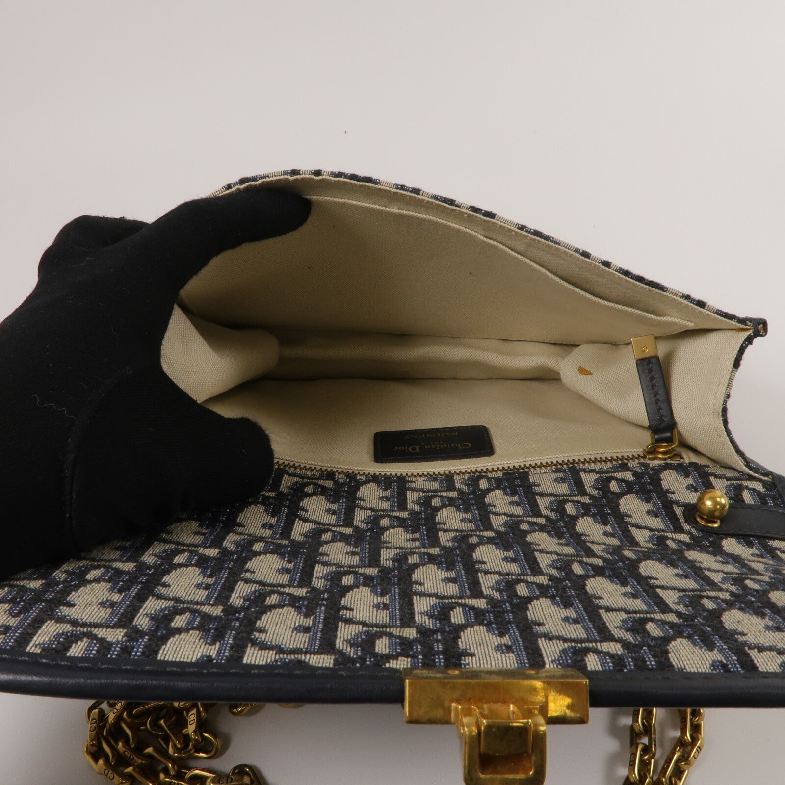 Dior 帆布Dioraddict Flap Bag鏈帶肩背袋