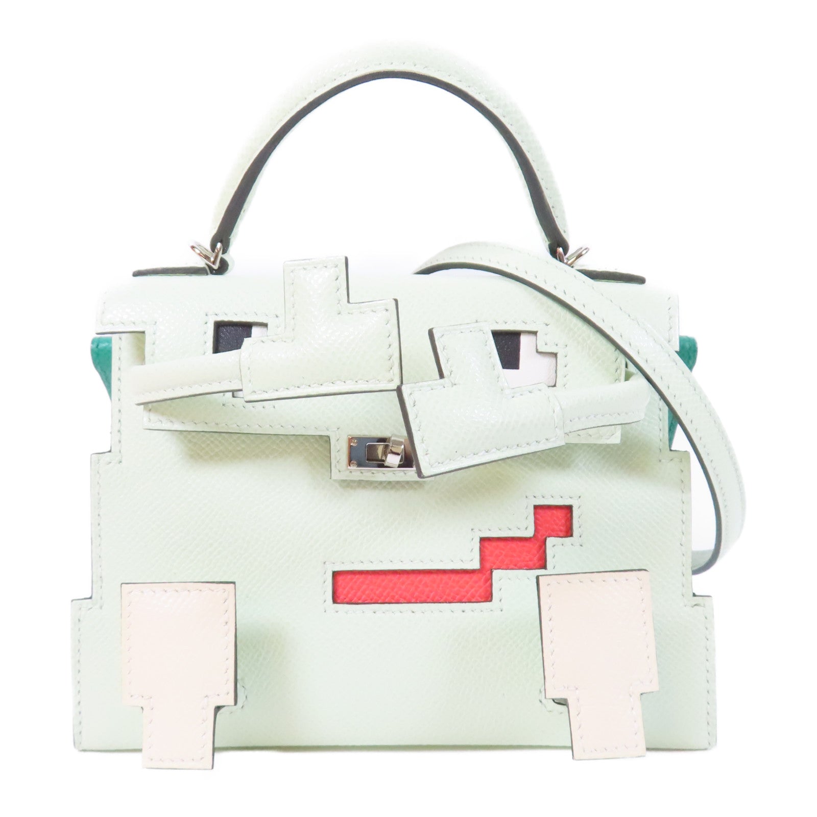 HERMES Epsom皮革Kelly Doll Picto銀扣肩背袋Vert Fizz綠色