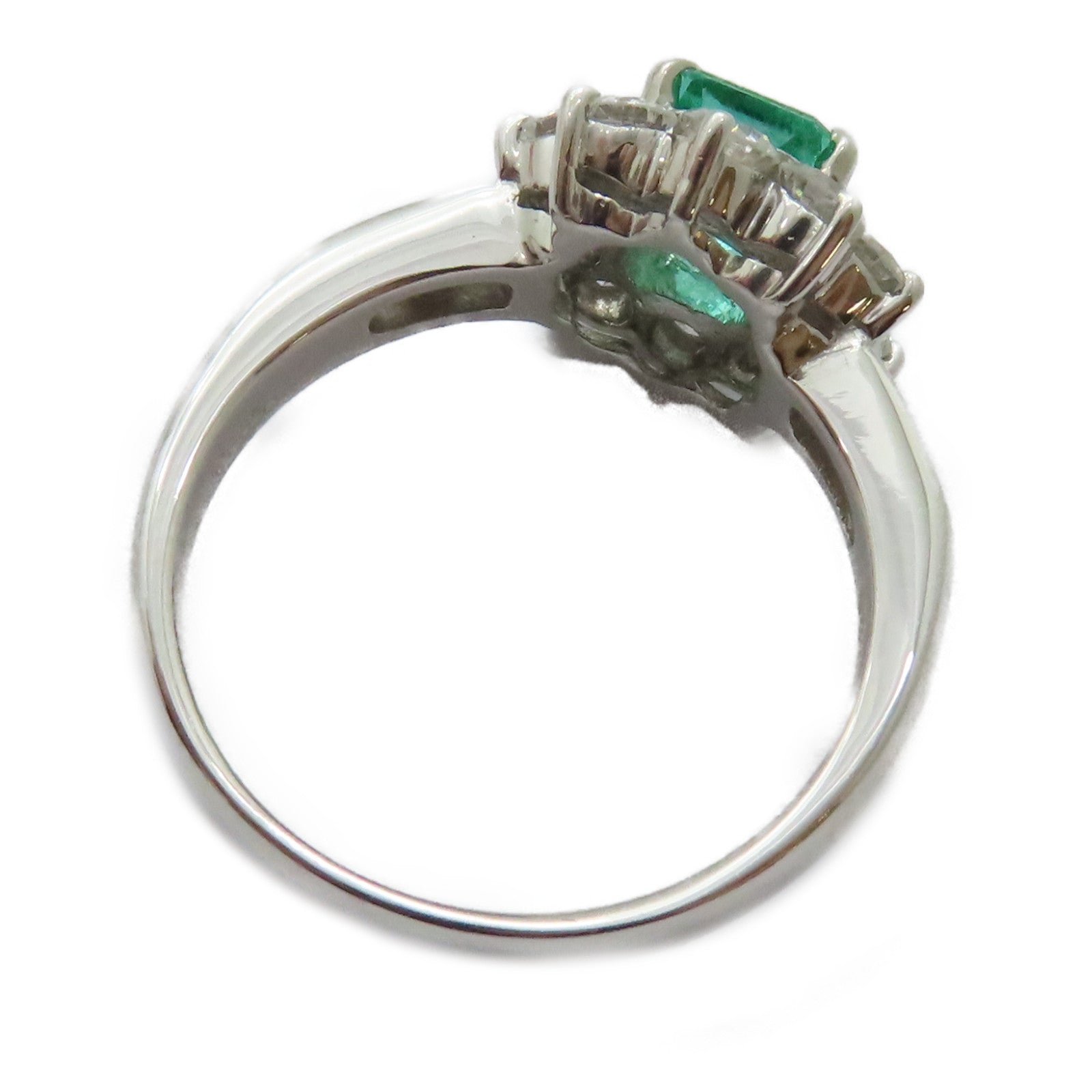 JEWELRY PT900鉑金Emerald Diamond Ring 0.84ct綠寶石/0.96ct鑽石戒指US#6.25