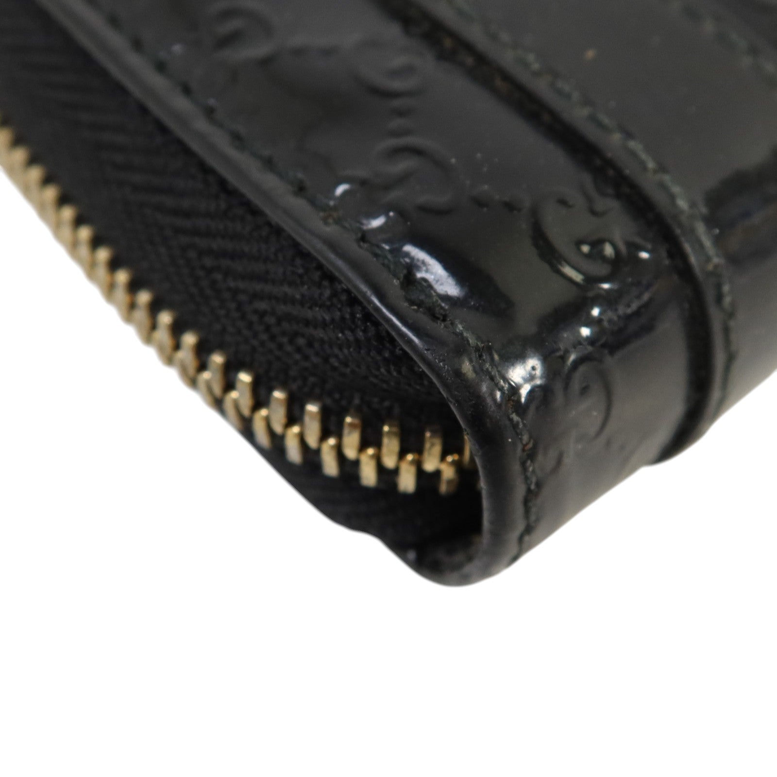 GUCCI 漆皮皮革Zipper Long Wallet金扣長錢包