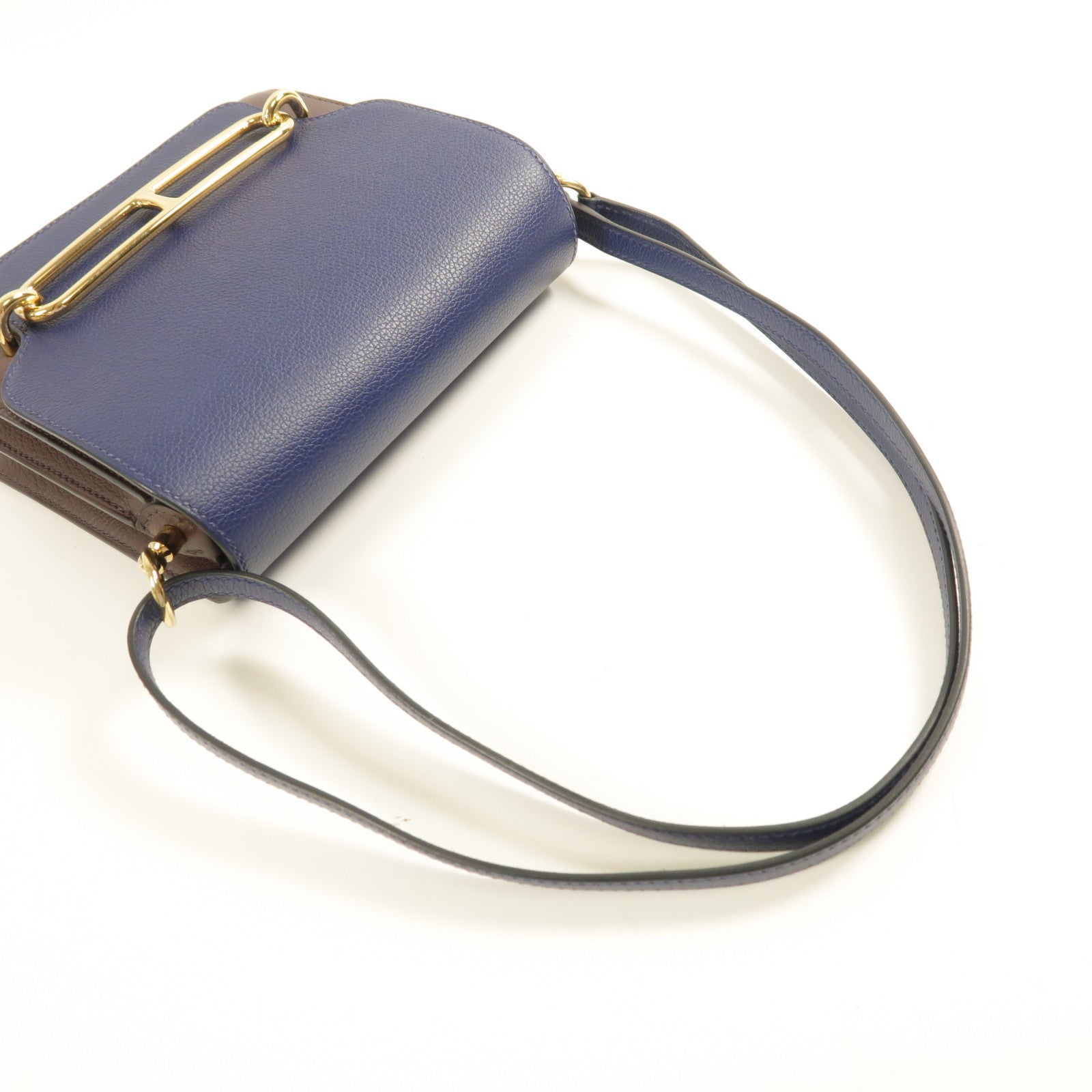 HERMES 【激減優惠】Evercolor皮革Mini Roulis金扣肩背袋Bleu Saphir