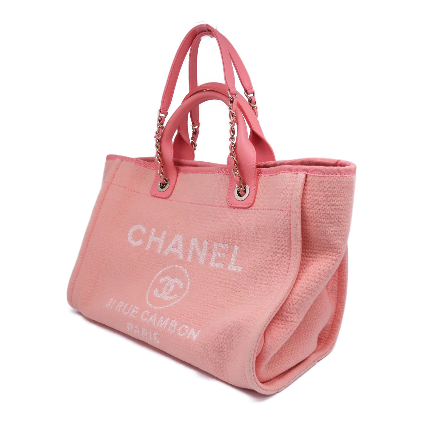 CHANEL 【激減優惠】帆布Deauville金扣手挽肩背兩用袋橙色